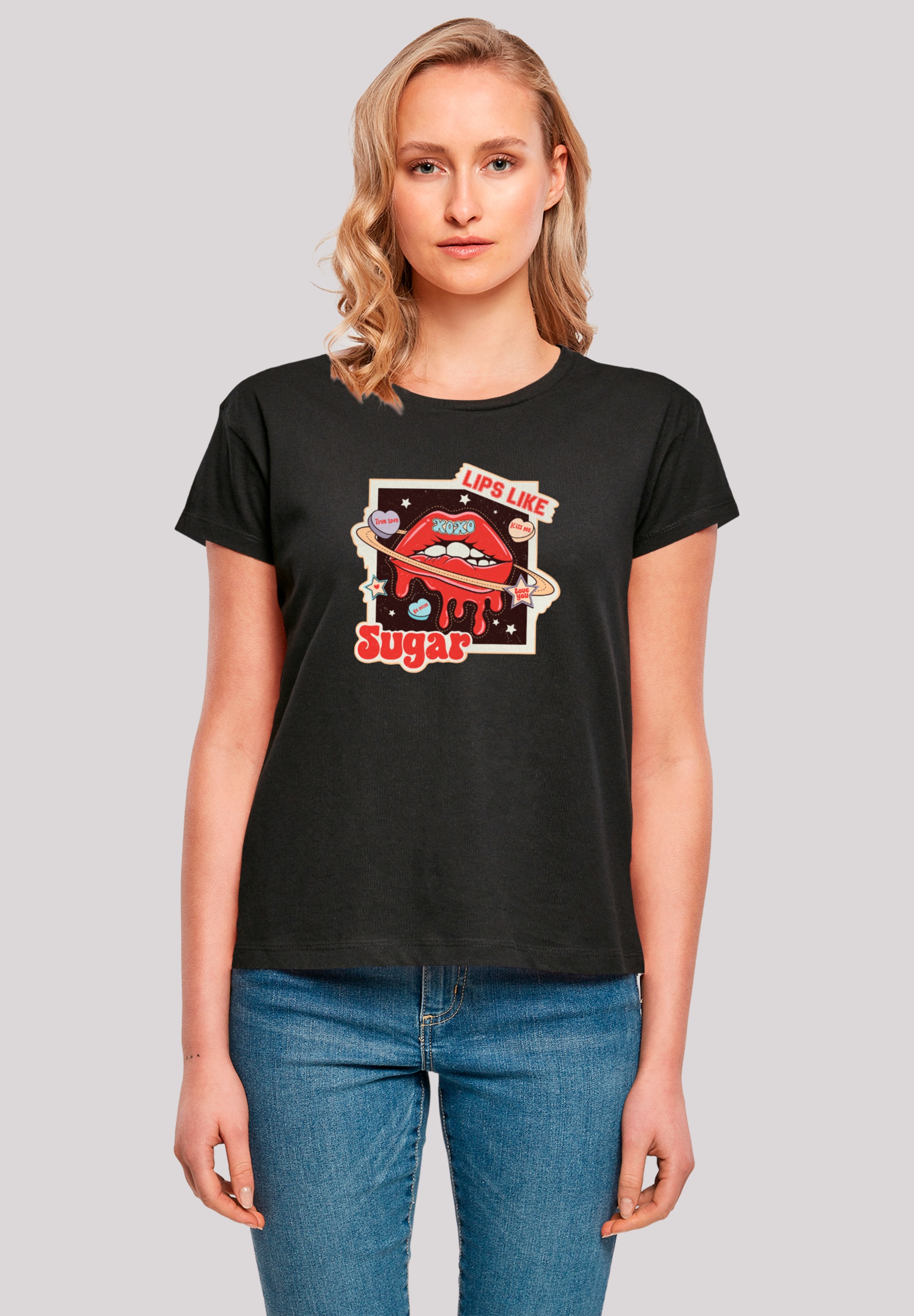 F4NT4STIC T-Shirt "Lips like sugar retro fashion Valentinstag", Premium Qua günstig online kaufen