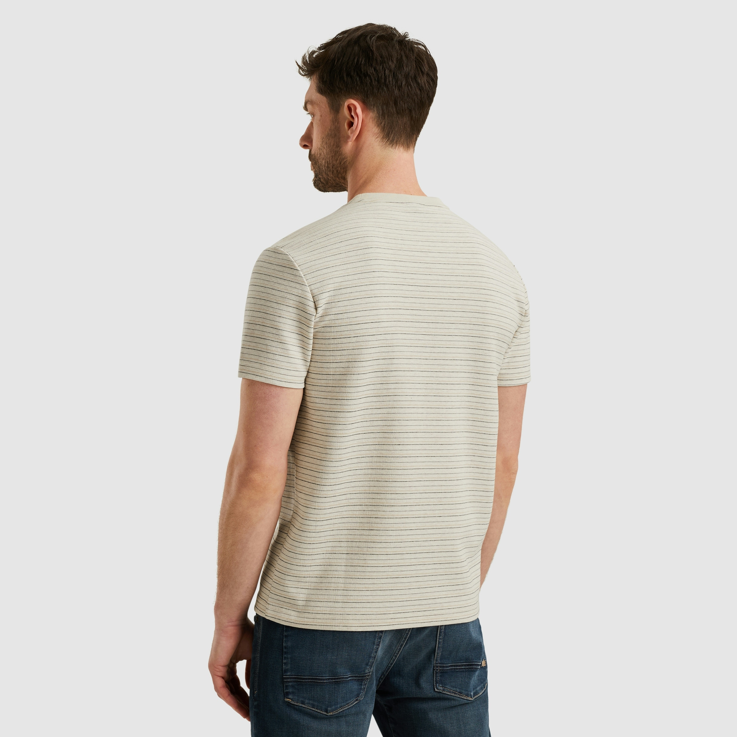 PME LEGEND T-Shirt »Short sleeve r-neck textured yd stripe«, mit Streifen und Logo-Batch