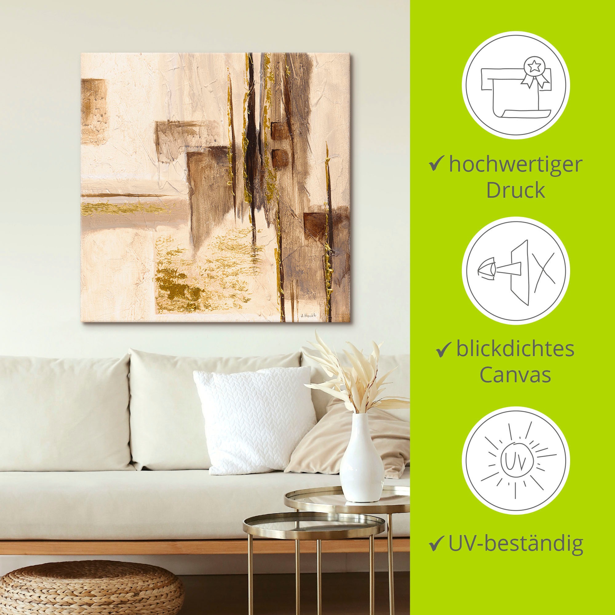 Artland Wandbild »Goldene Silhouette I«, Muster, (1 St.), als Leinwandbild, Wandaufkleber in verschied. Größen