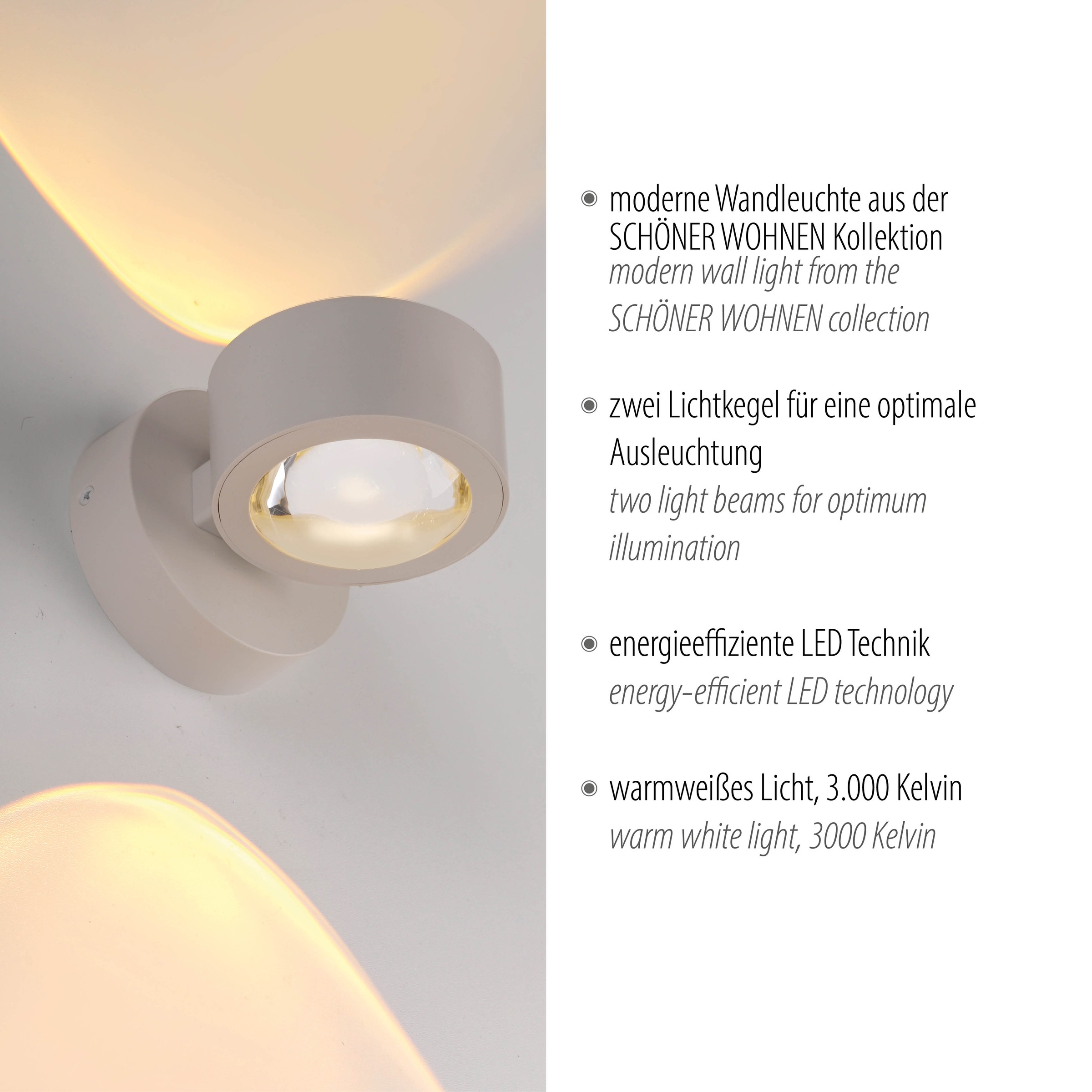 SCHÖNER WOHNEN-Kollektion LED Wandleuchte »CHIA« LED-Board 1 Stk. Warmweiß SCHÖNER WOHNEN Kollektion, Up- und Downlight