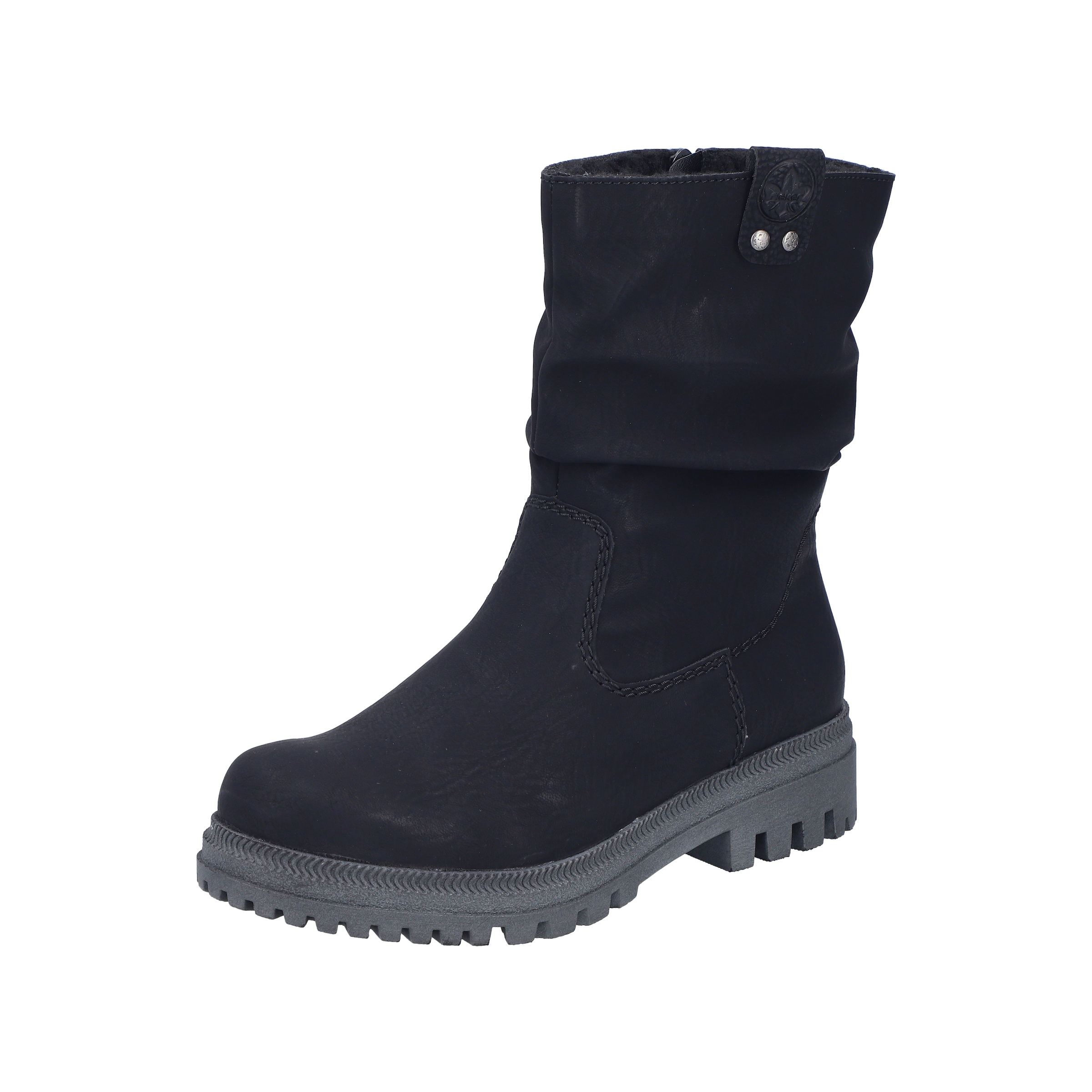 RIEKER Damen Winterboots, Gr. 40, schwarz, Lederimitat, unifarben, Basic, Schuhe, Blockabsatz, Stiefelette mit gerafftem Schaft
