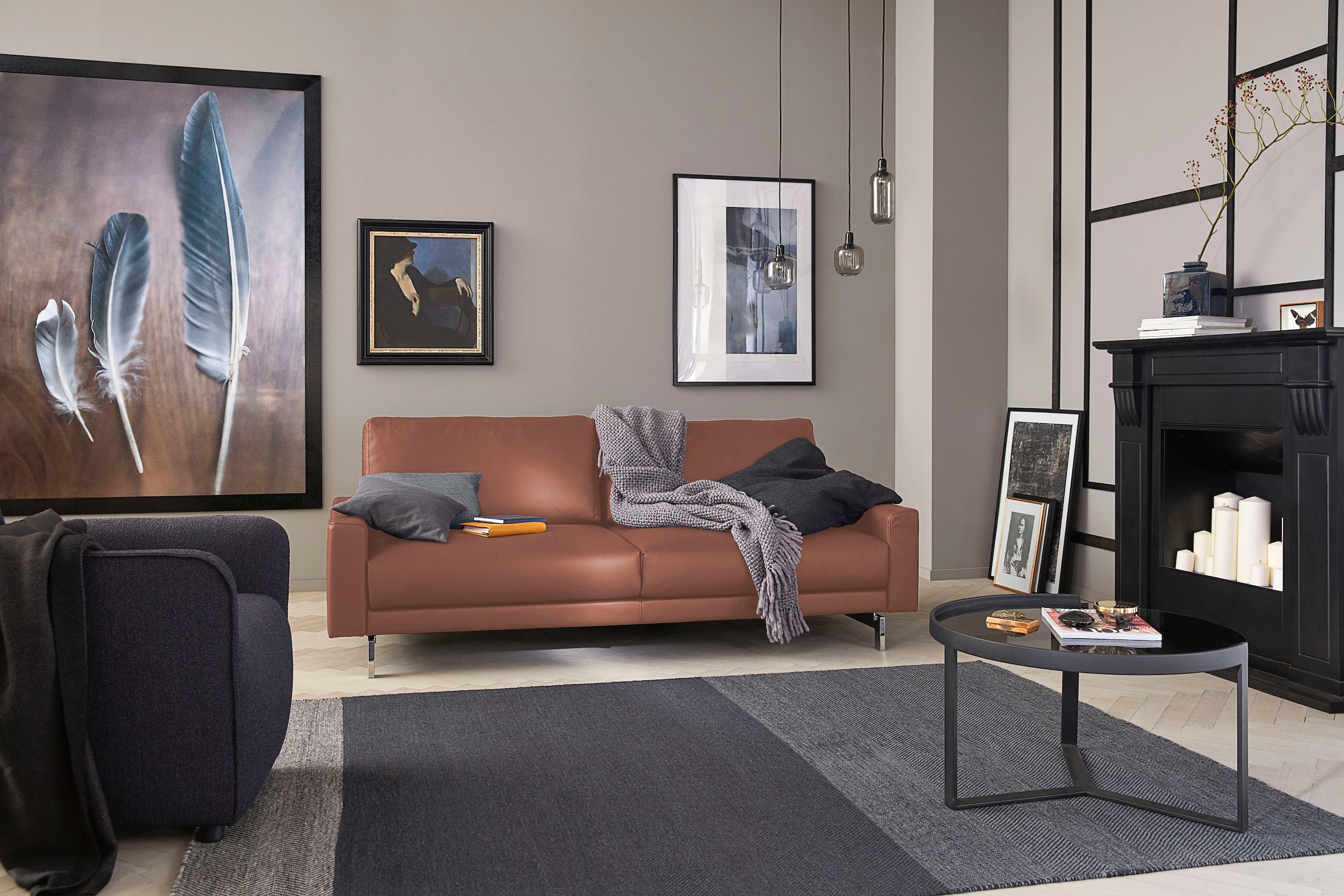 Creation BY ROLF BENZ 3-Sitzer "CR.450, Designsofa, Loungesofa" Armlehne niedrig, Fuß chromfarben glänzend, Breite 204 cm