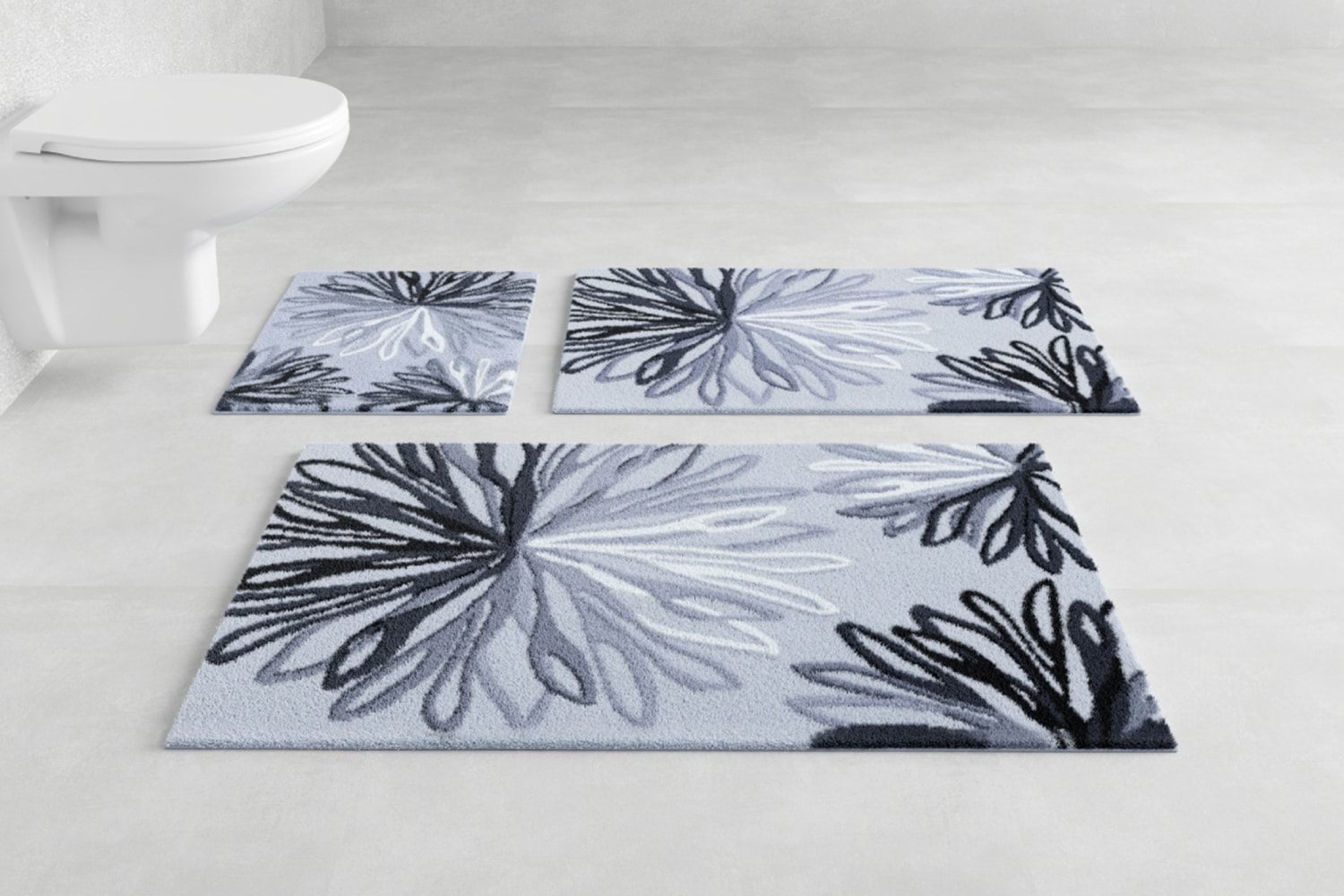 Grund "Art" Höhe 20 mm rutschhemmend beschichtet fußbodenheizungsgeeignet florales Muster, elegante Badematte