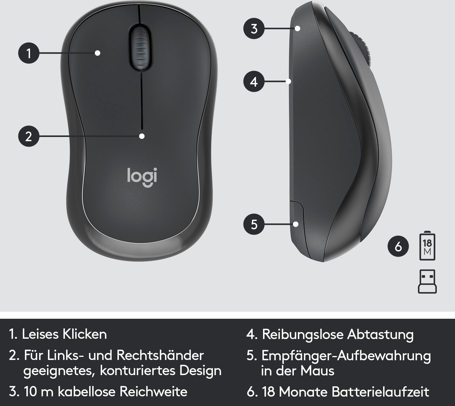 Logitech Tastatur- und Maus-Set »MK295 Silent Wireless Combo«