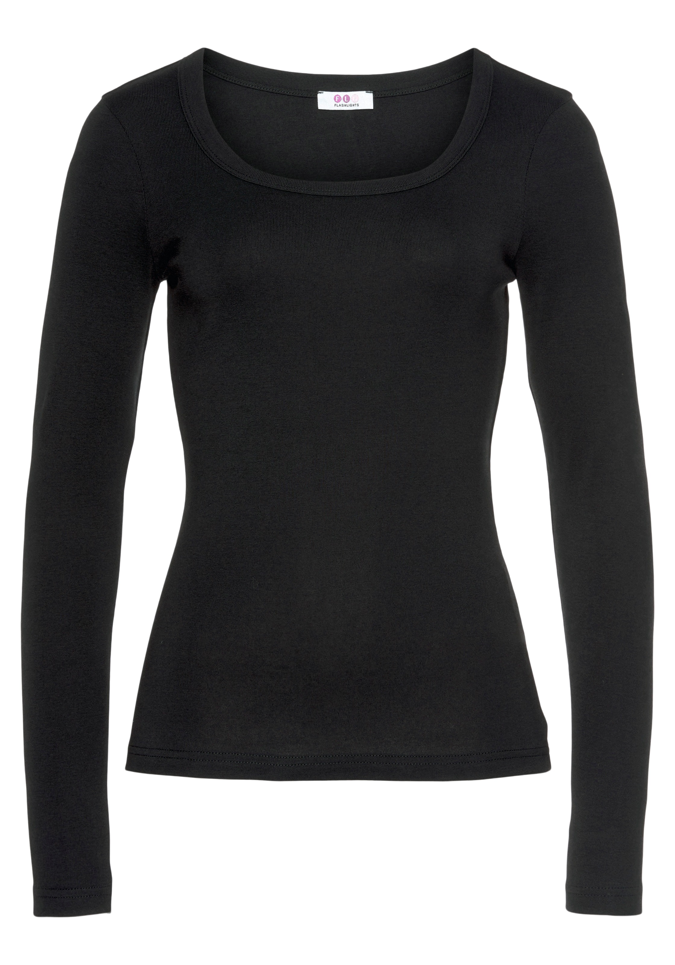Flashlights Langarmshirt, Langarm, figurbetont, unifarben, Rundhalsausschnitt