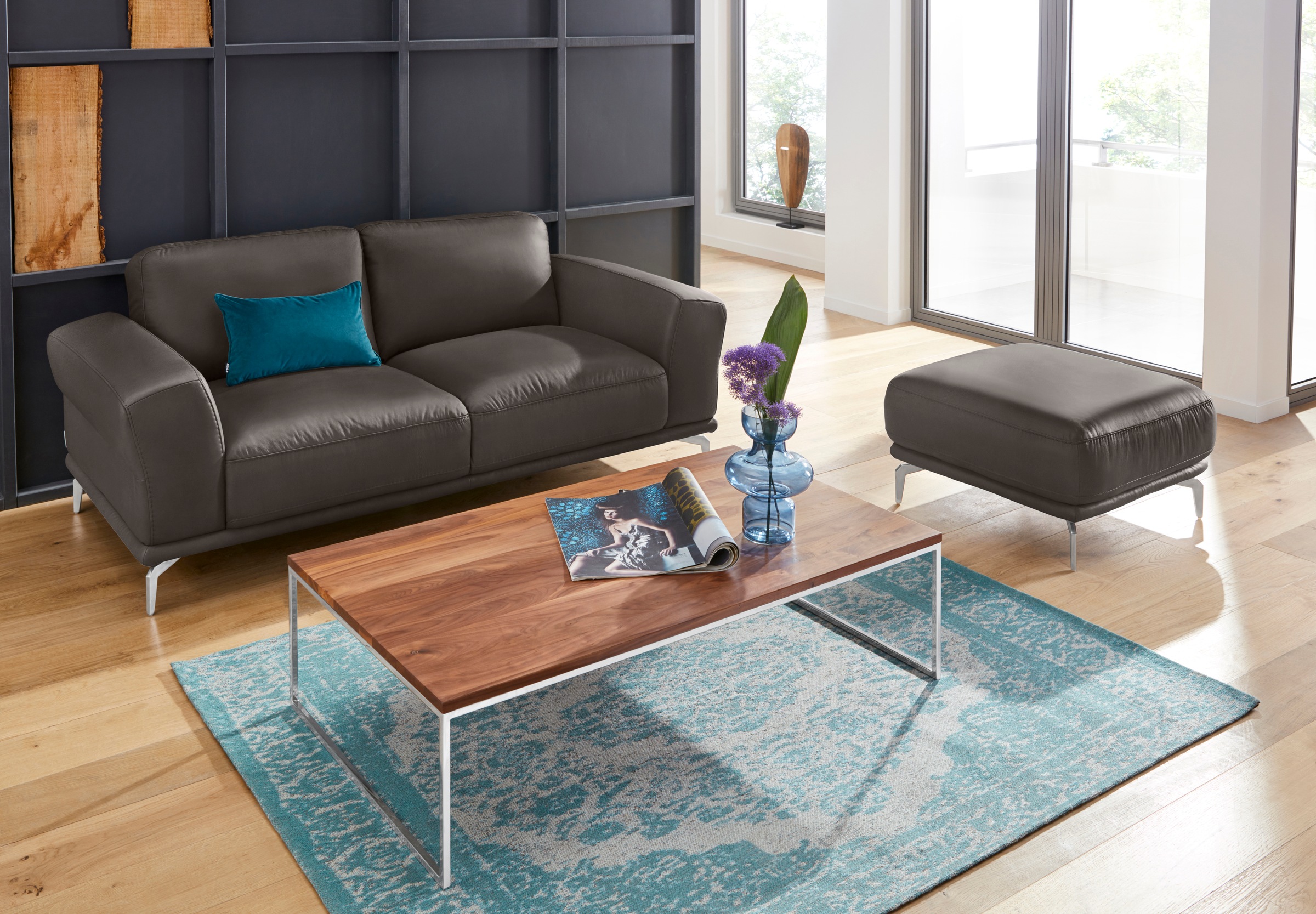 W.SCHILLIG Hocker »montanaa«, mit Metallfüßen in Chrom glänzend, Breite 71 cm