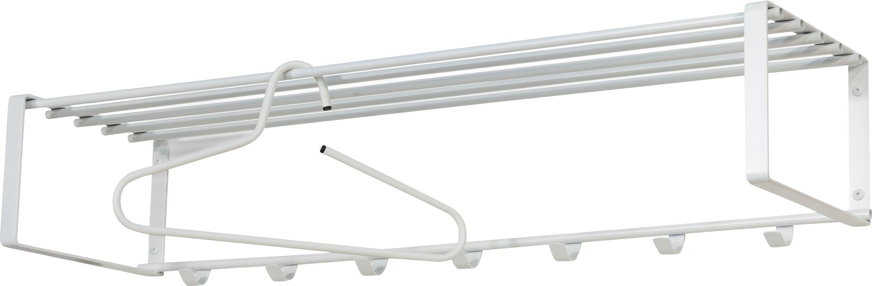 Spinder Design Garderobenleiste "REX" Wandgarderobe aus Stahl mit Hutablage und 5 bzw. 7 Haken