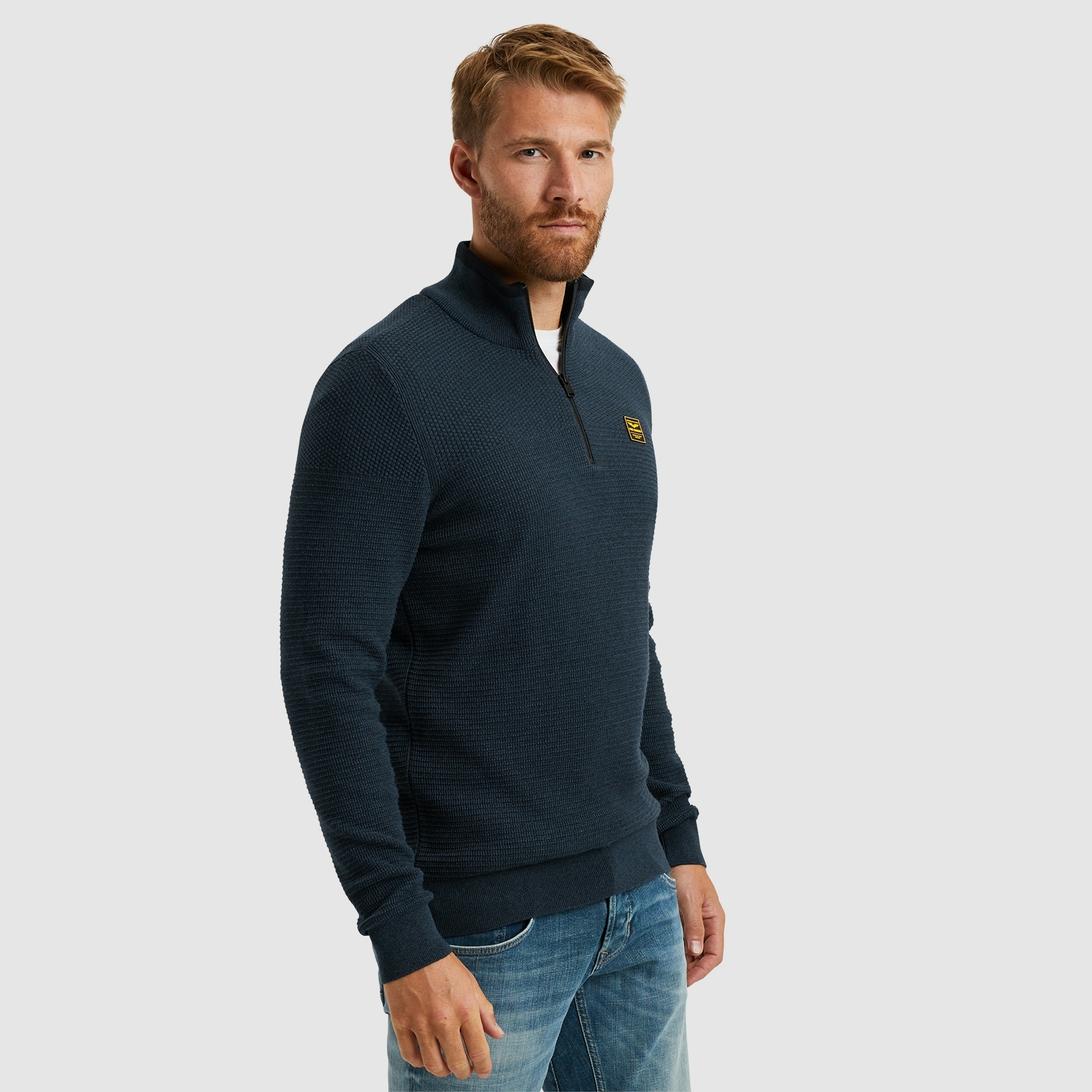 PME LEGEND Troyer »Half zip collar cotton mouline«, mit Logostickerei