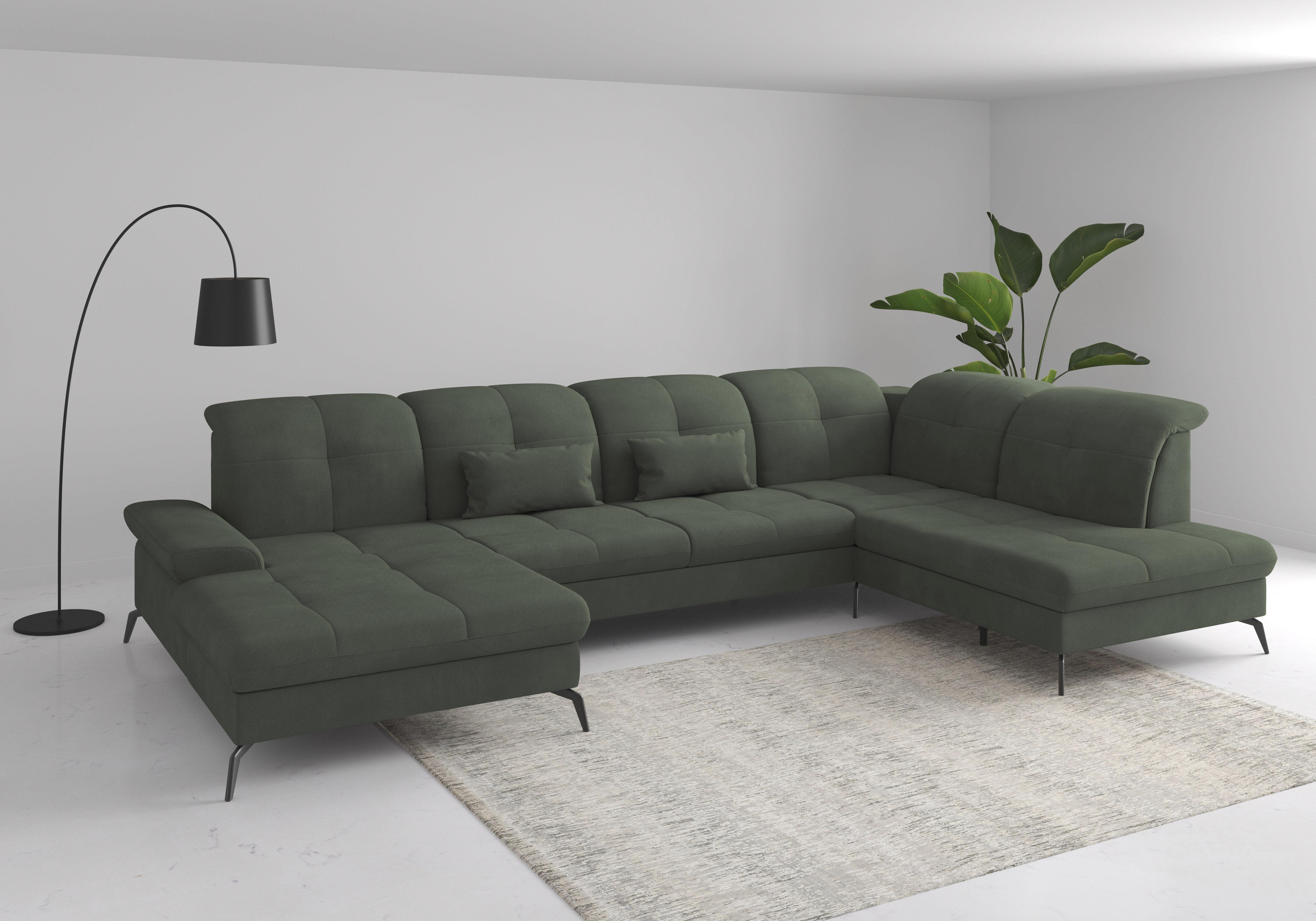 sit&more Wohnlandschaft "Amica, U-Form, inkl. Sitztiefenverstellung und Armteilverstellung" wahlweise mit Kopfteilverstellung, Schlaffunktion und Bettkasten