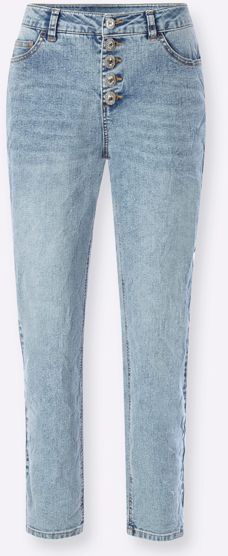 Bequeme Jeans HEINE, Damen, Gr. 36, Normalgrößen, blau, bleached, 79% Baumwolle, 19% Polyester, 2% Elasthan, unifarben, 7/8-Länge, Jeans 2