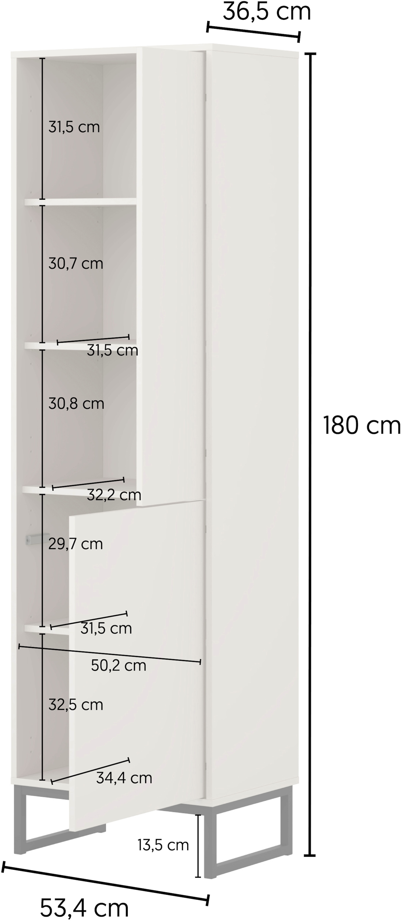 OTTO home Vitrine »Loft, Höhe 180 cm, moderne grifflose Standvitrine mit 2 Türen« Hochschrank mit viel Stauraum, verstellbaren Einlegeböden, Regal