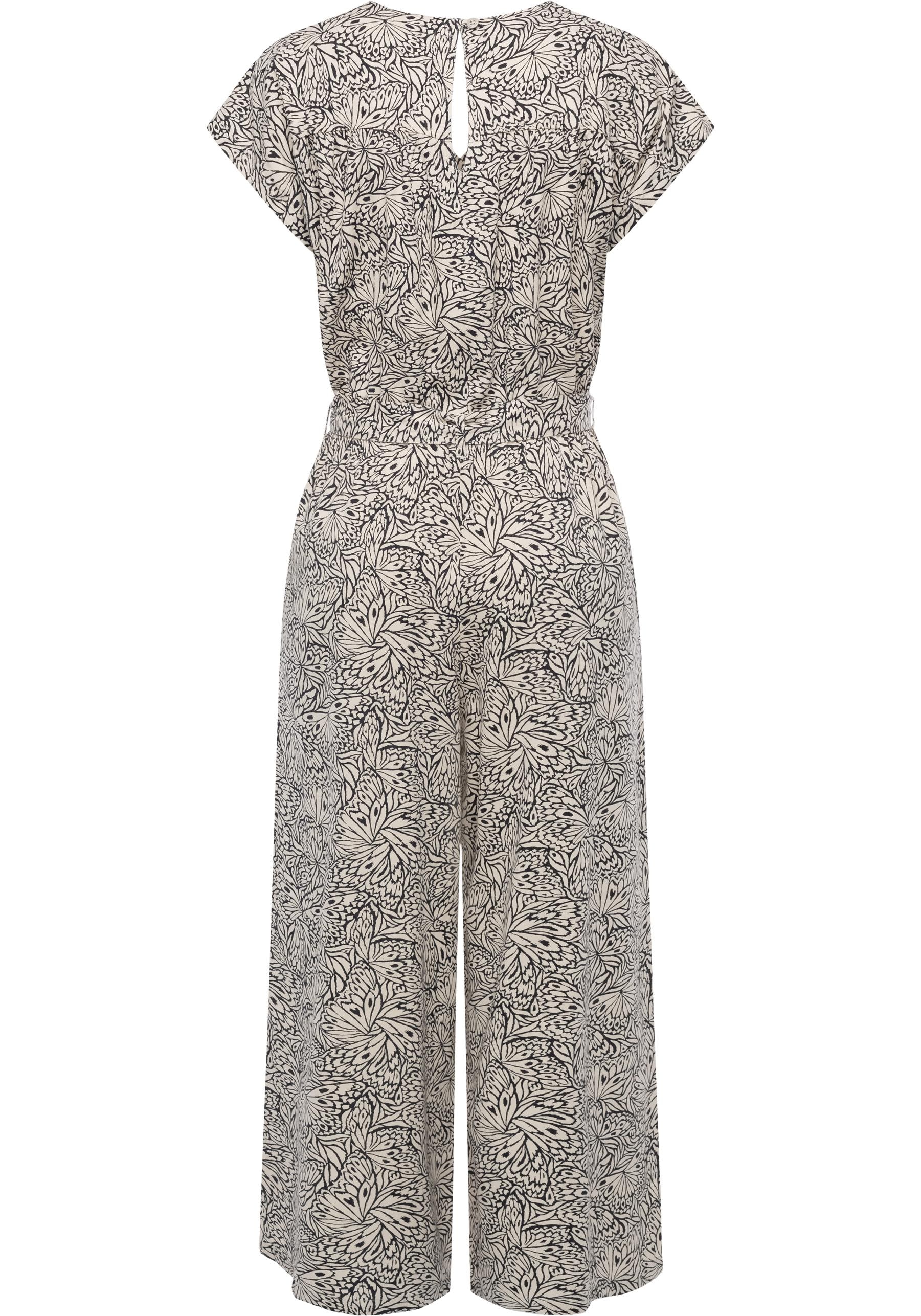 Ragwear Jumpsuit »Glina Print«, Langer Damen Overall mit Bindegürtel an der Taille