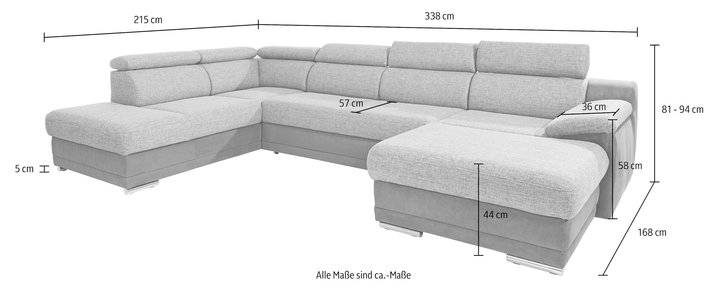 sit&more Wohnlandschaft »Xenia U-Form«, wahlweise mit Bettfunktion