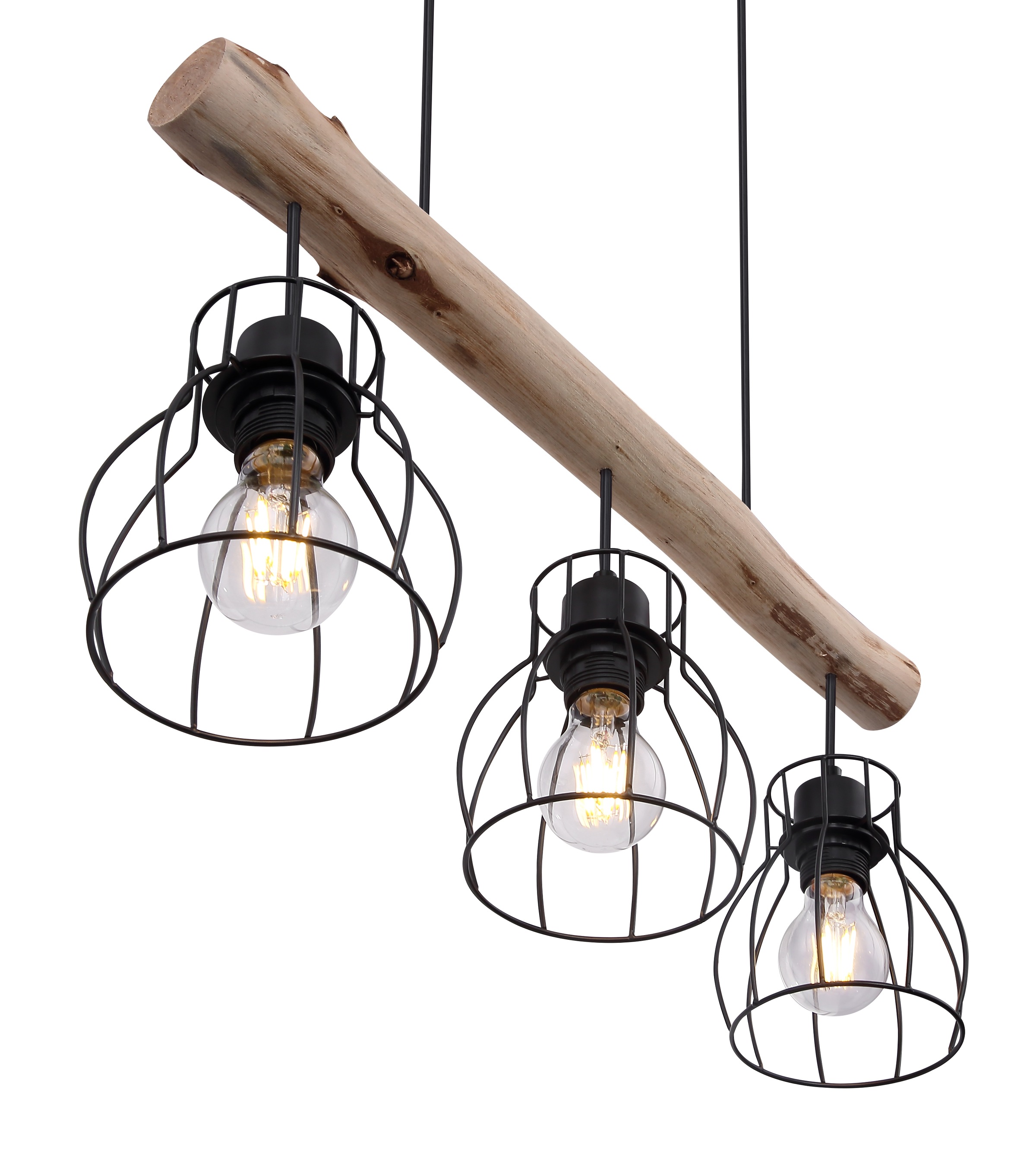 GLOBO LIGHTING Hängeleuchte »MINA« E27 1 Stk. Wohnzimmerleuchte schwarz/Holz, höhenverstellbar, E27