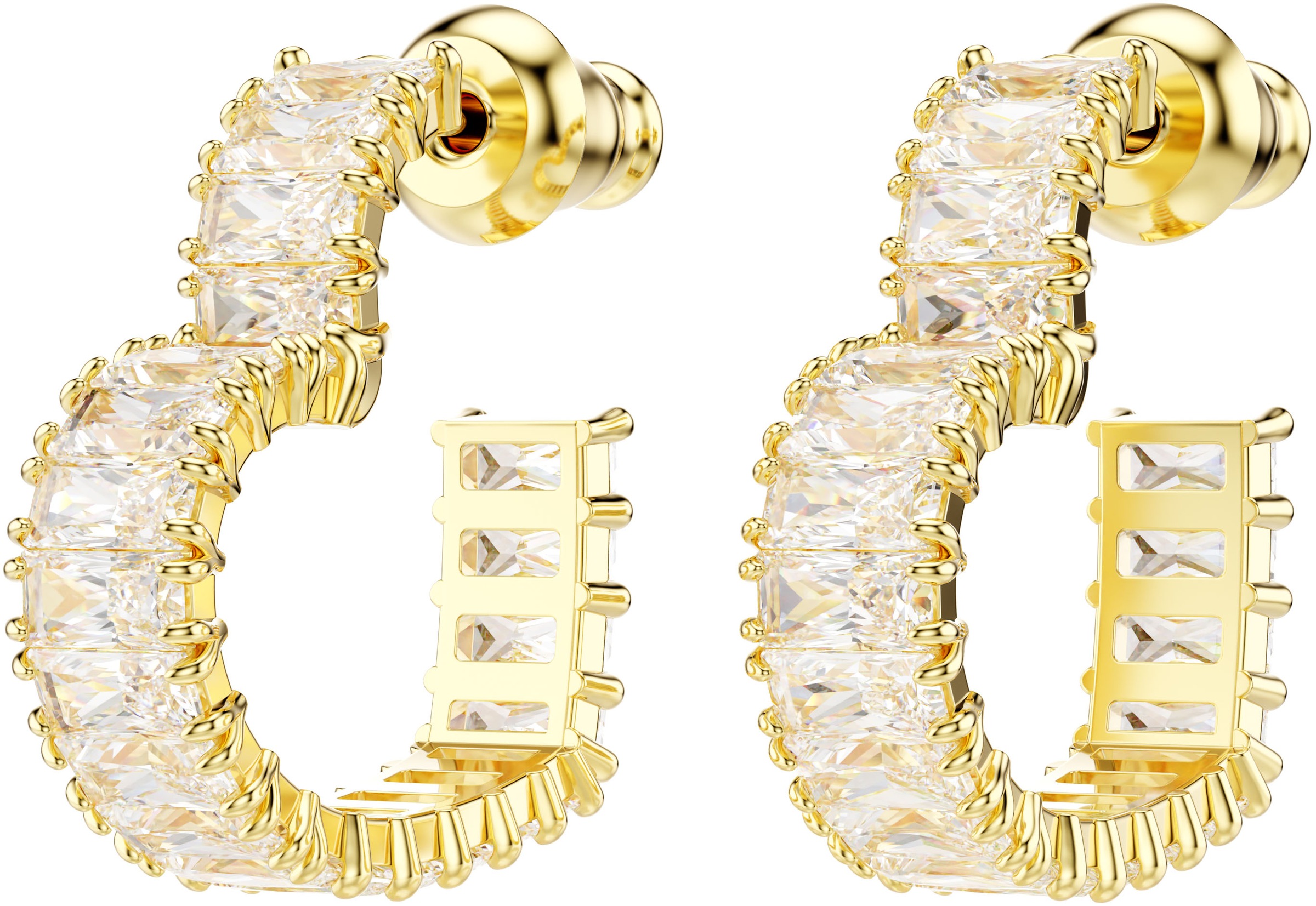 Paar Creolen SWAROVSKI "Schmuck Geschenk Matrix Ohrringe Herz", gelb (gelbgoldfarben, metallfarben, kristallweiß, kristallweiß), Ohrringe, Damen, Metall, mit Swarovski Zirkonia (synth.) - Einhänger abnehmbar 3