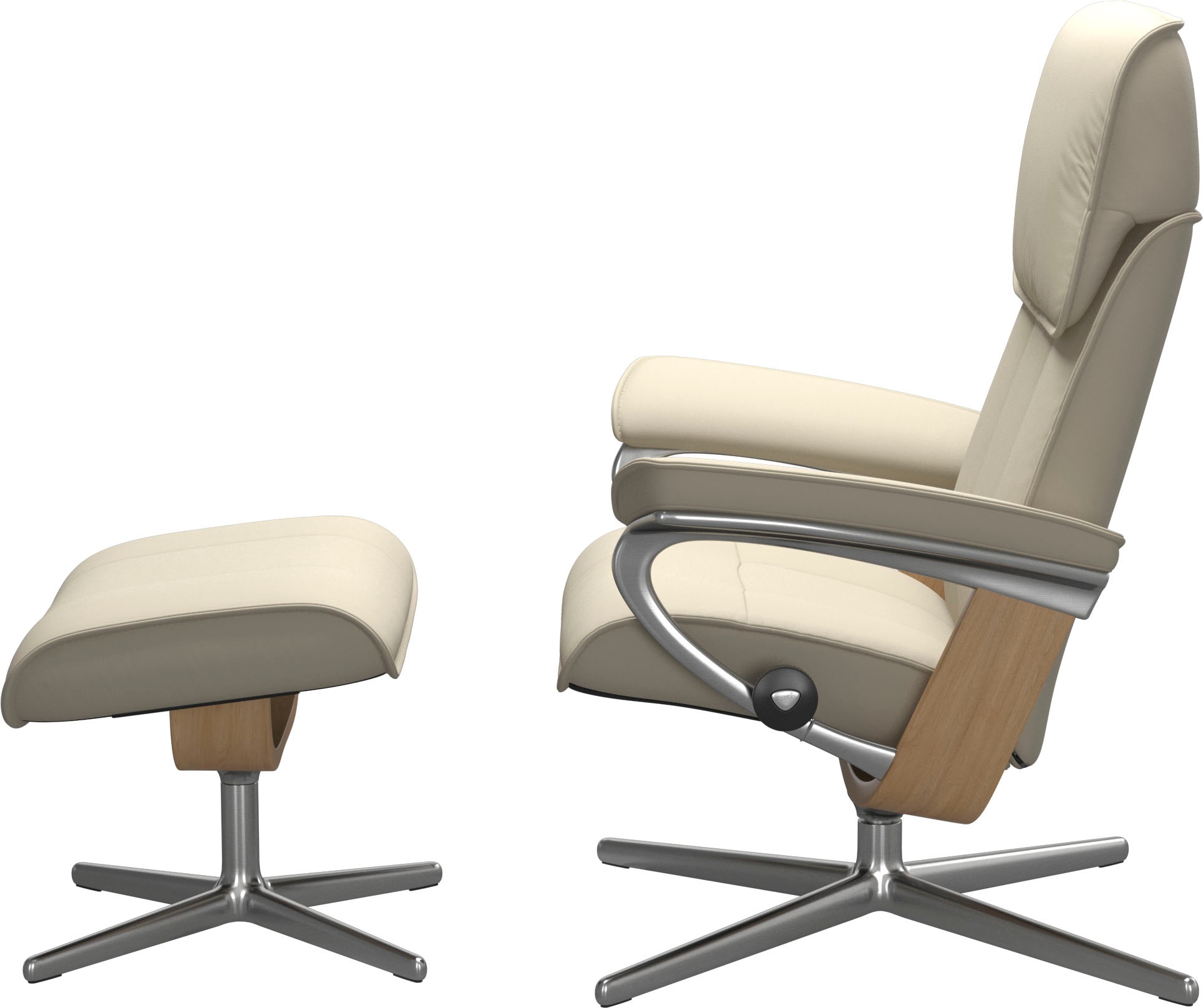 Fußhocker STRESSLESS "Admiral", beige (cream batick), B:55cm H:41cm T:39cm, Leder BATICK: BATICK ist ein leicht korrigiertes, durchgefärbtes und genarbtes Möbelleder, bei dem die meisten Unebenheiten und Spuren in der Regel entfernt wurden., Hocker, Fußho 2
