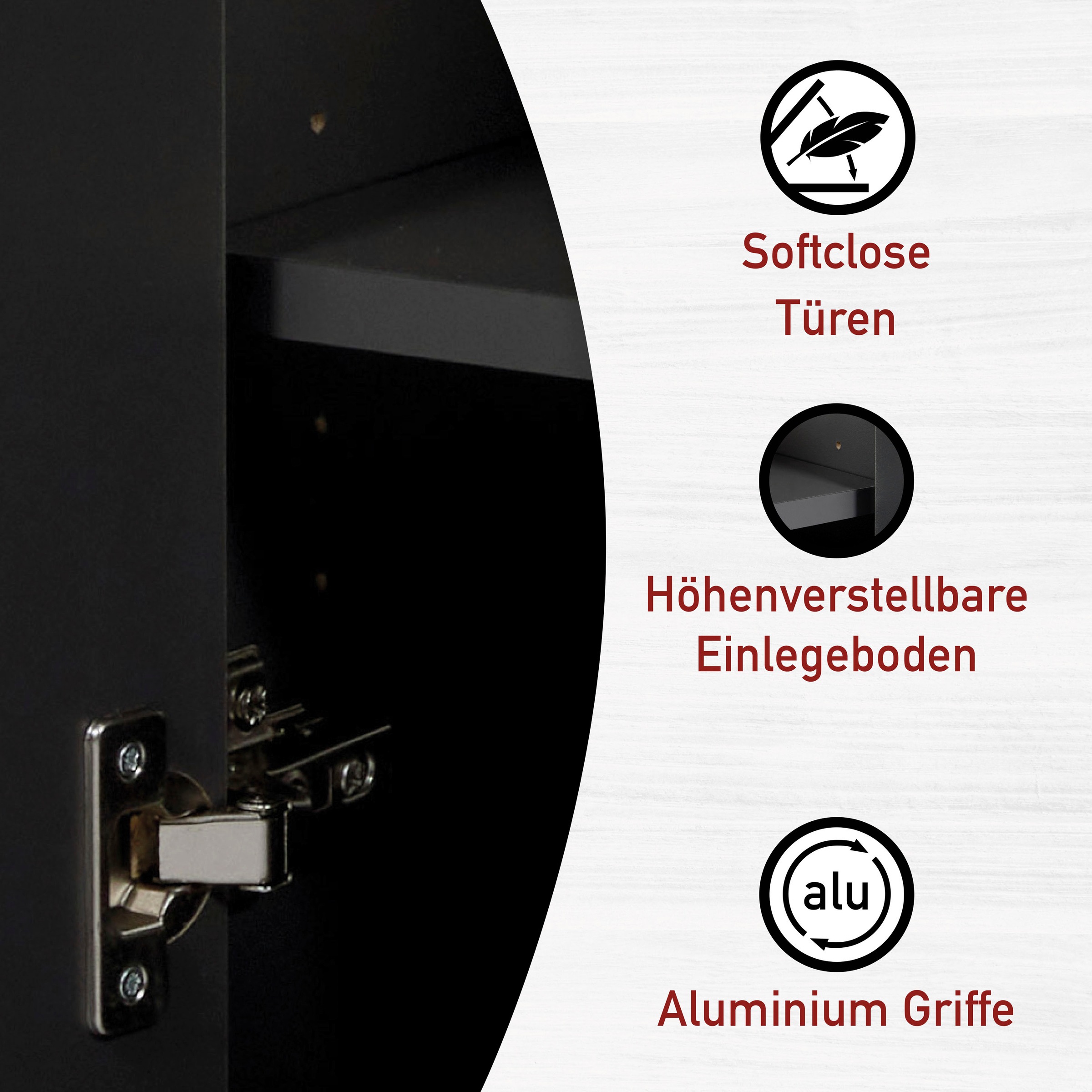 Inter Link Hochschrank »Pienza, Badezimmerschrank, Wasserabweisend, 42 x 40 x 197 cm« 1 Stk. tlg. Mehrzweckschrank mit Softclose, verstellbare Einlegeböden & Füße