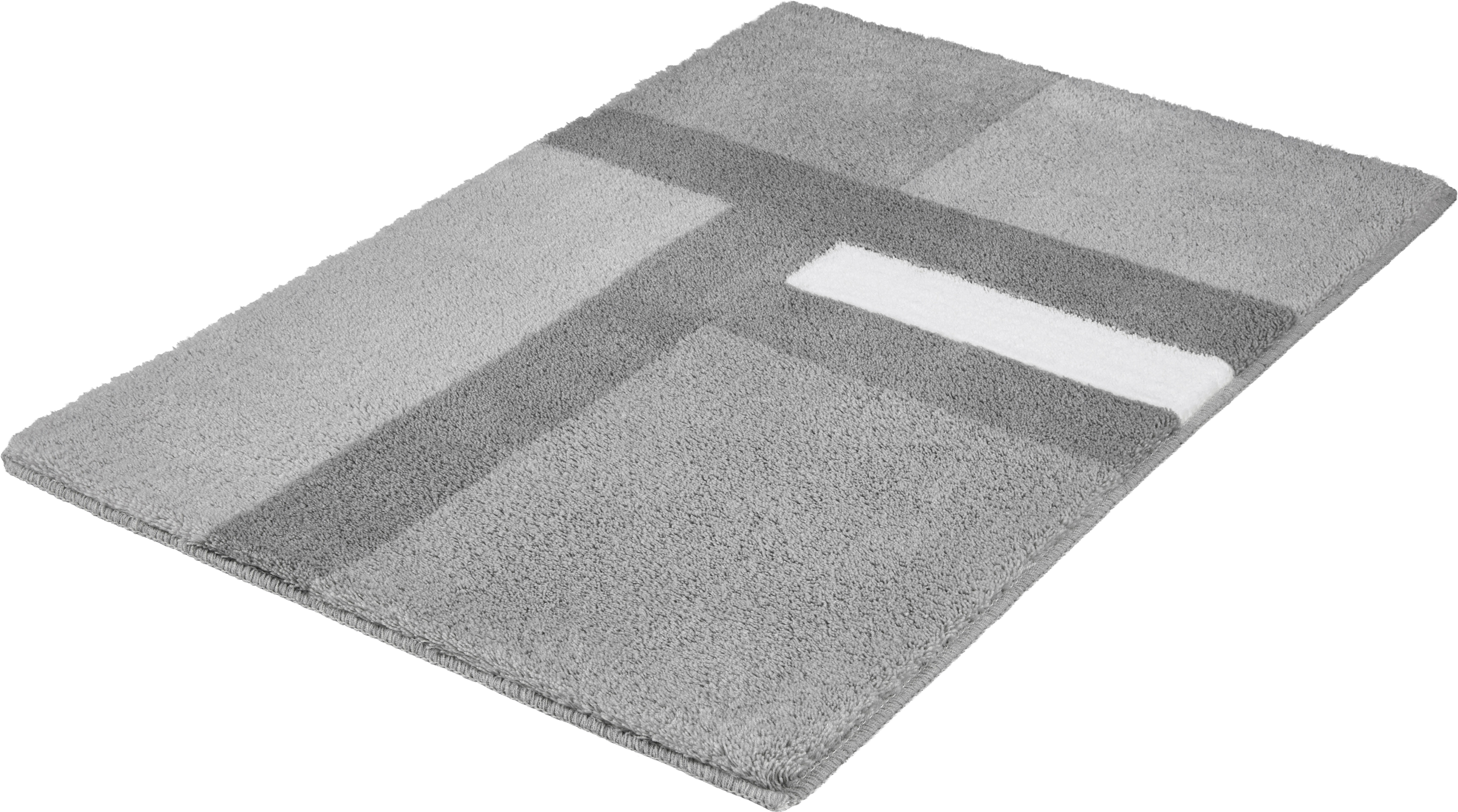 Kleine Wolke Badematte ""Ariana", Badvorleger, Badezimmer Teppich" Höhe 20 mm rutschhemmend beschichtet fußbodenheizungsgeeignet Geometrisches Design mit kontrastierendem Mittelstreifen