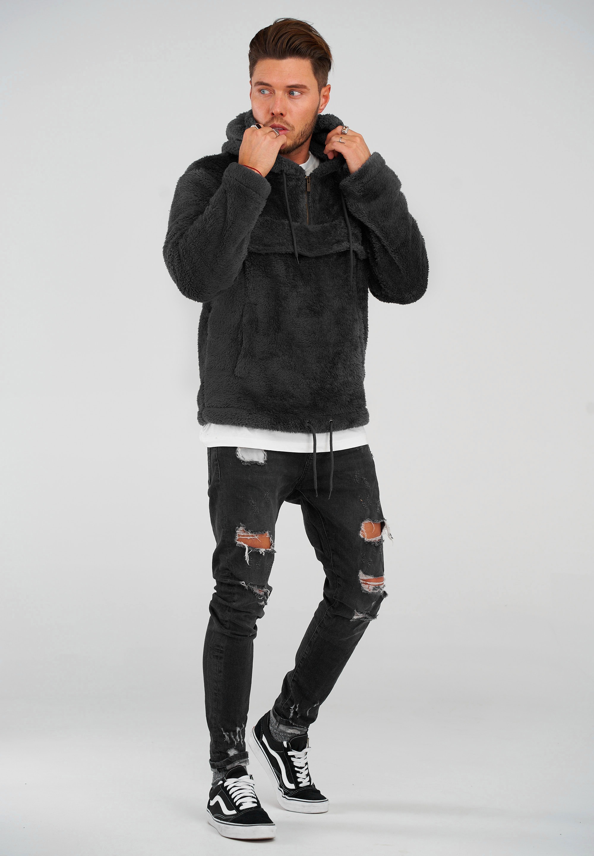 behype Fleeceshirt »POCKET«, aus weichem Teddyfleece