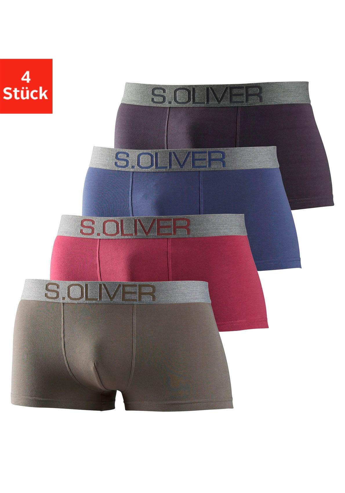 s.Oliver Hipster, (Packung, 4 St.), knapp sitzende Boxershorts für Herren aus Baumwoll-Mix