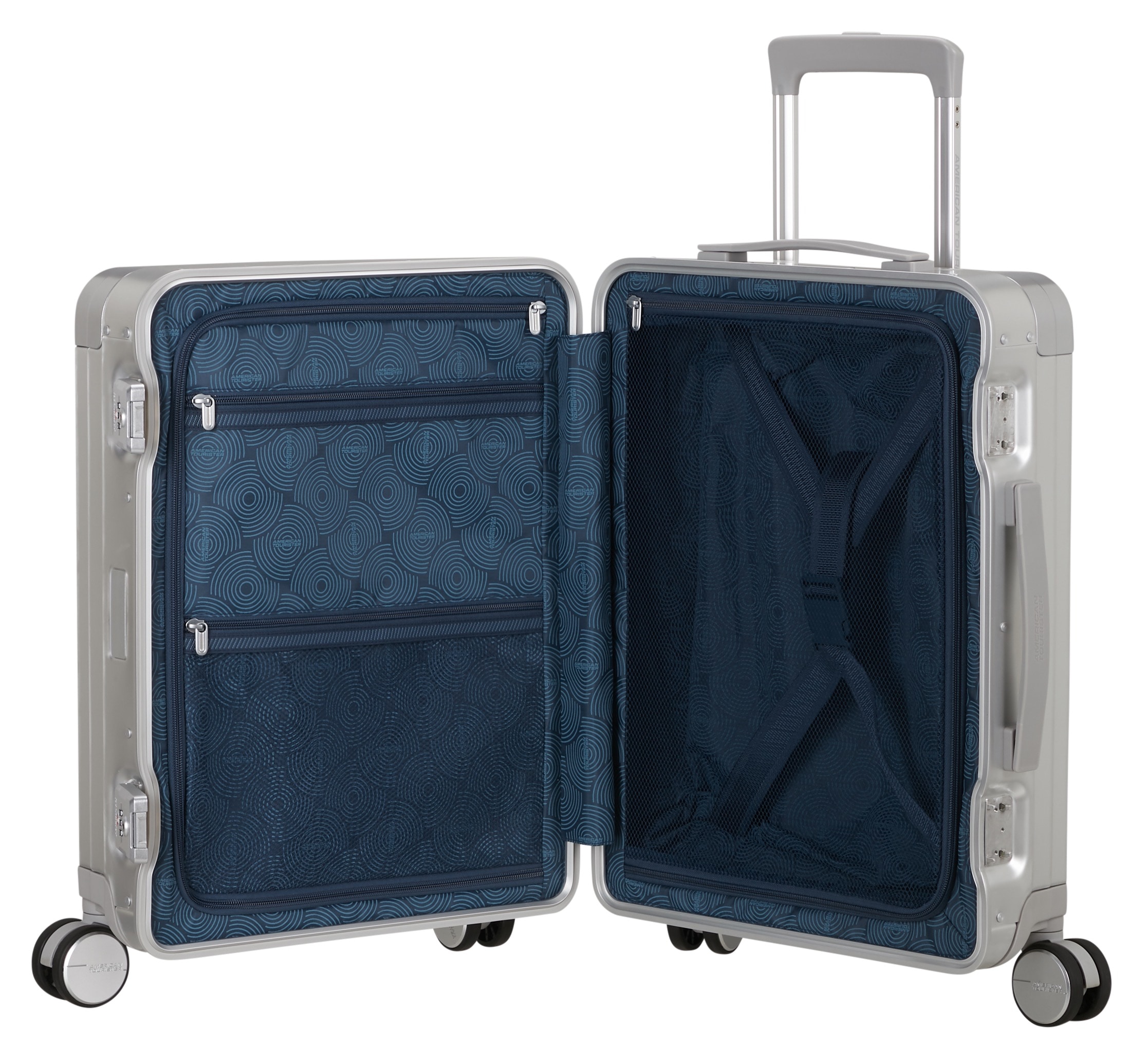 American Tourister® Hartschalen-Trolley »SOUNDBOX ALU, verschiedene Größen und Farben«, 4 Rollen, Hartschalen-Koffer zwei TSA-Schlösser Aluminium-Koffer