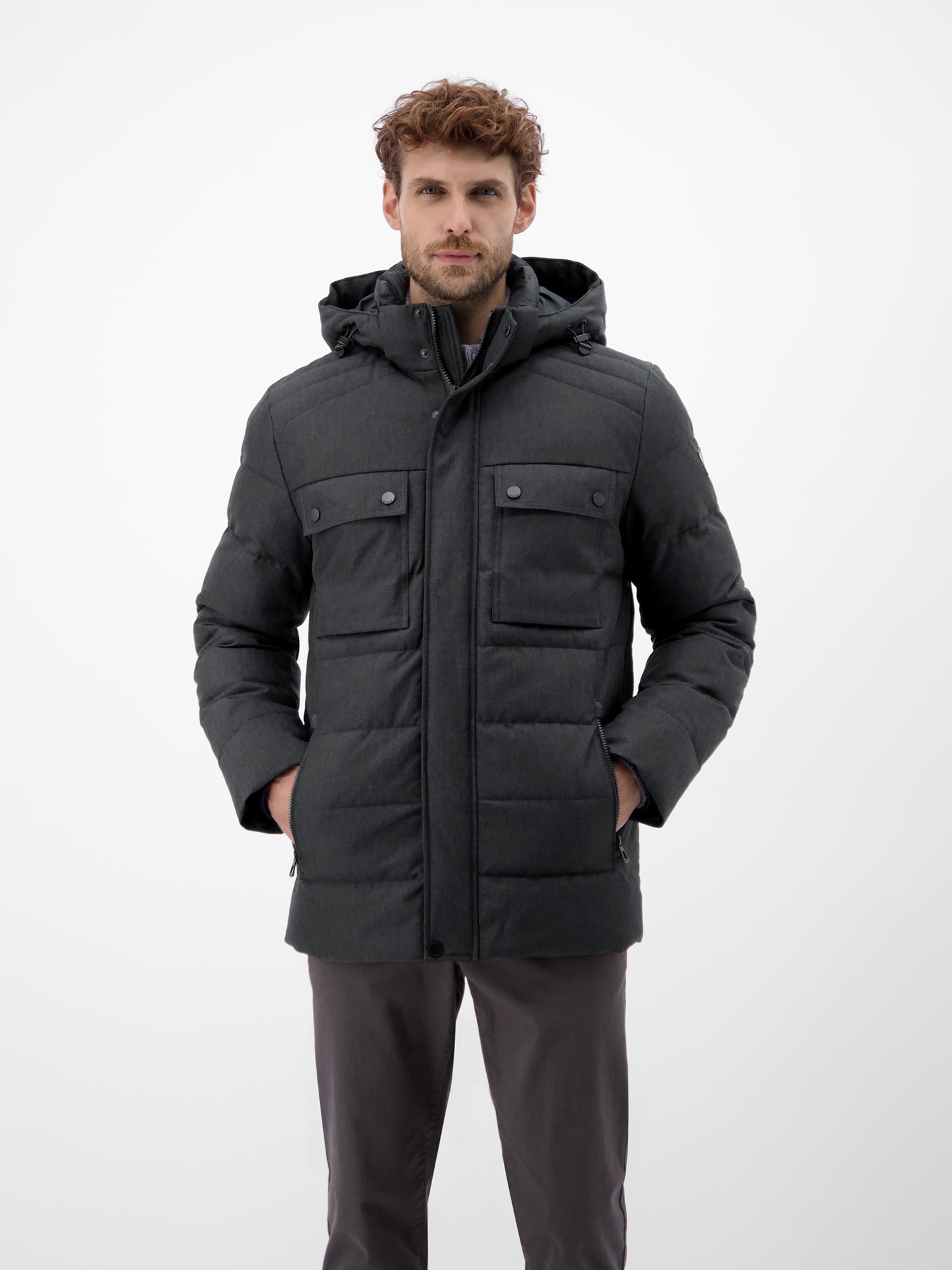 LERROS Steppjacke "LERROS Herren Fieldjacket in Woll-Optik", mit Kapuze, Wa günstig online kaufen