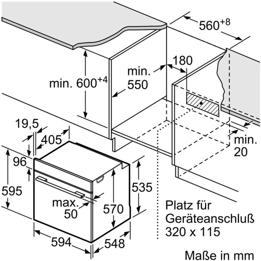 BOSCH Einbaubackofen »HBA533BB1«, 4, HBA533BB1, mit Teleskopauszug nachrüstbar, ecoClean Direct