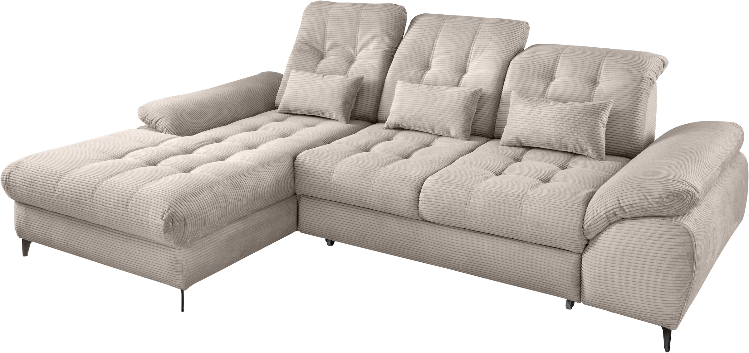 Home affaire Ecksofa »Lazio modern und bequem, schmale Armlehnen, tolle Detailverarbeitung« zwei verschiedene Fußfarben wählbar