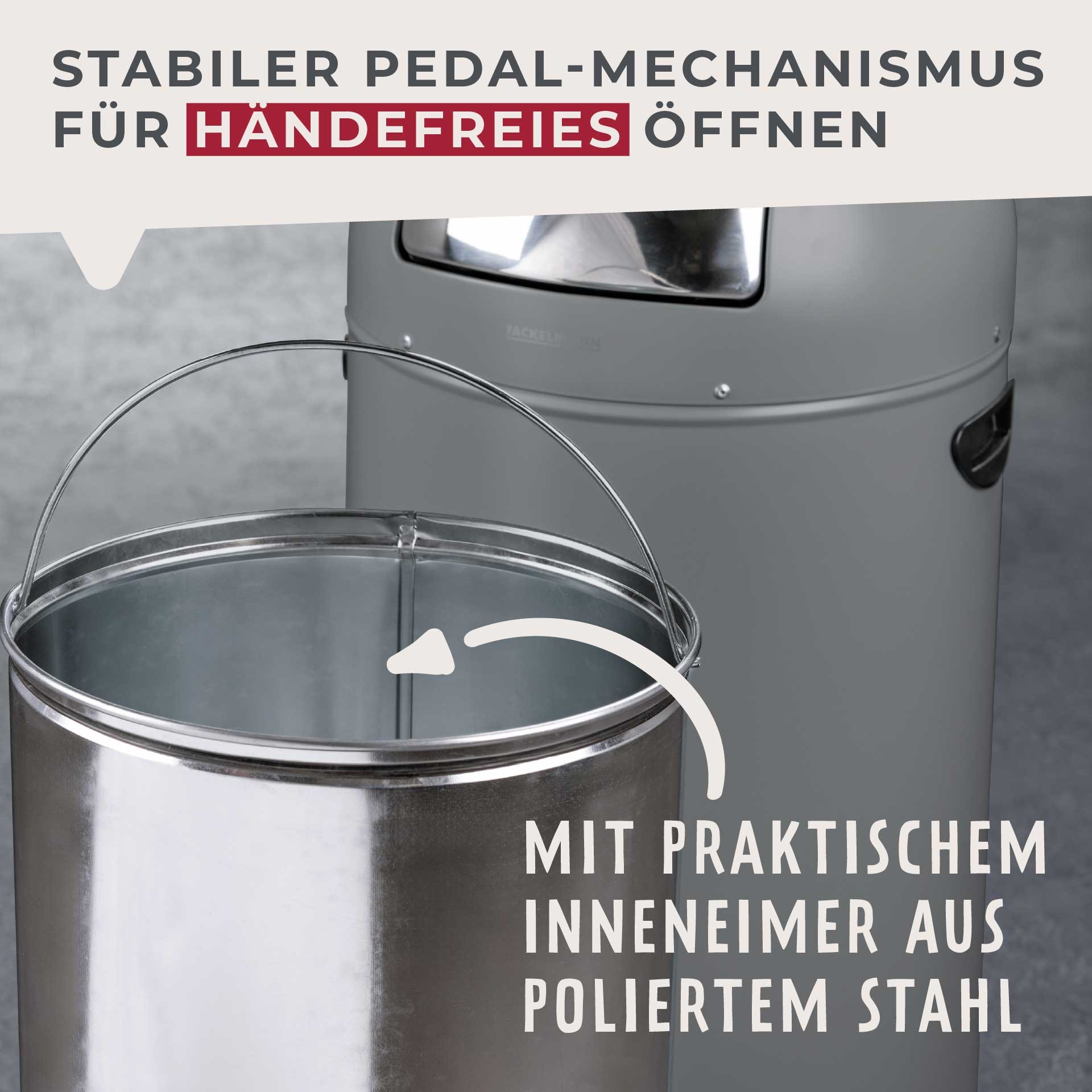 FACKELMANN Mülleimer »ROME, Pedal-Abfalleimer 33L« 1 Behälter Retro-Design, mit robustem Pedalmechanismus und Edelstahl-Inneneimer