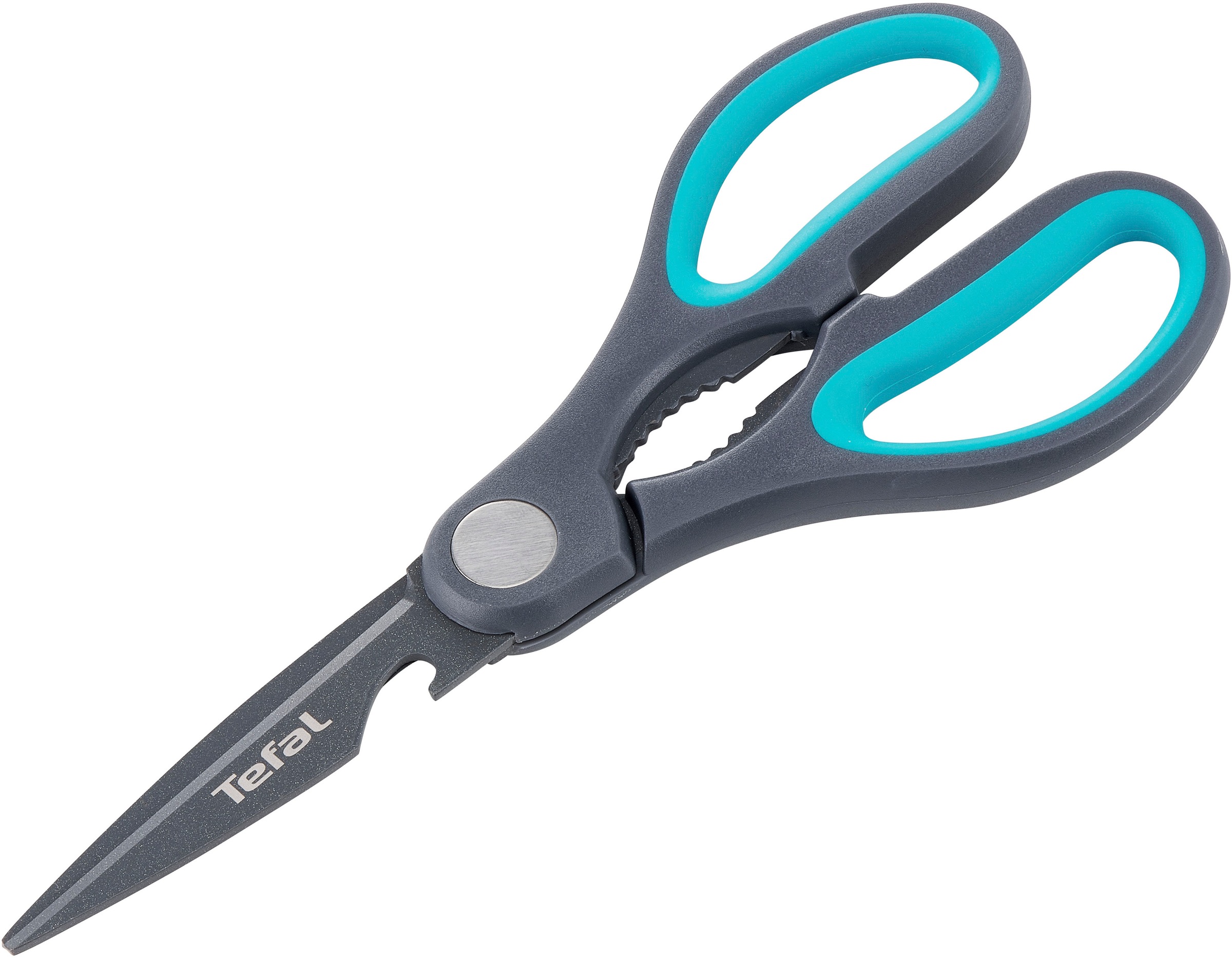 TEFAL Haushaltsschere "Fresh Kitchen", B:9cmgrau, blau, Scheren, Flaschenöffner, Nussknacker, Edelstahlklingen, Antihaftversiegelung