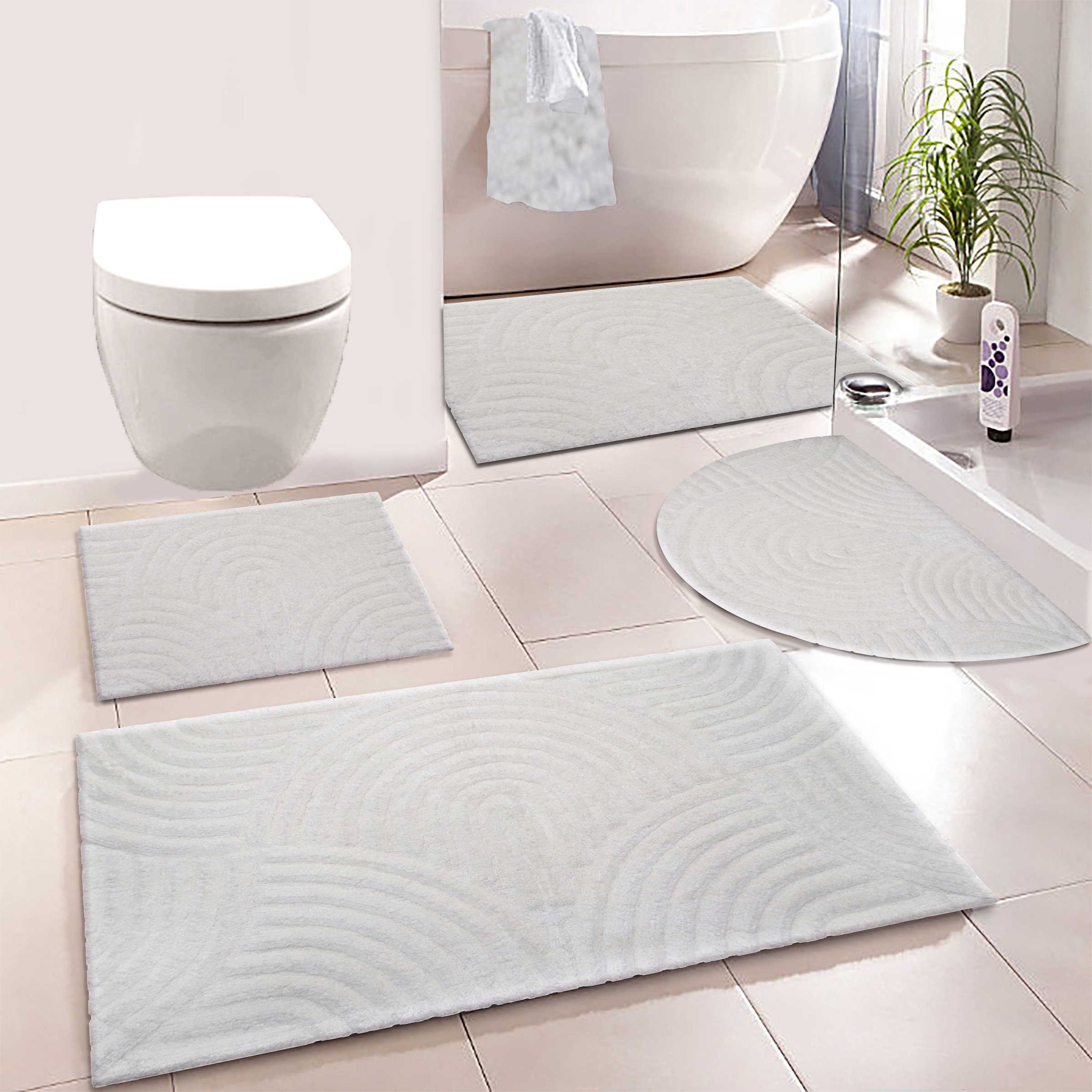 my home 1100000002199 "Juna, Badvorleger, Badezimmer Teppich, Zen, Scandi, Boho" Höhe 15 mm rutschhemmend beschichtet fußbodenheizungsgeeignet Baumwolle, Hoch-Tief-Effekt, weich