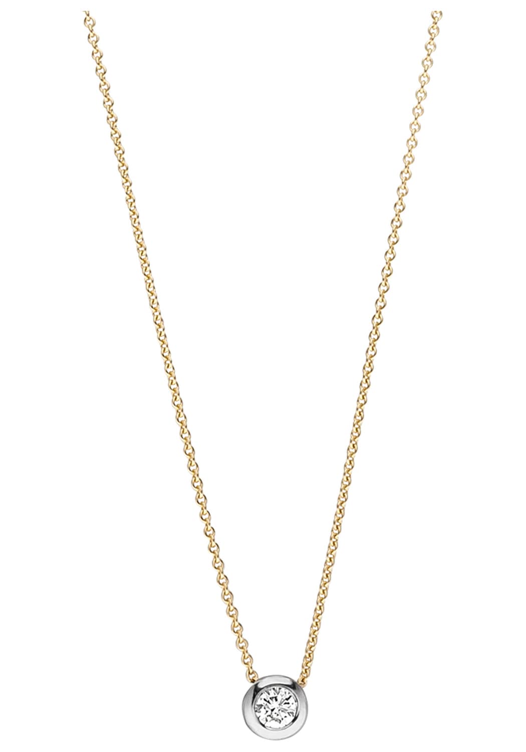 JOBO Kette mit Anhänger »mit Diamant Brillant zierlich« 18 Karat 750 Gold bicolor