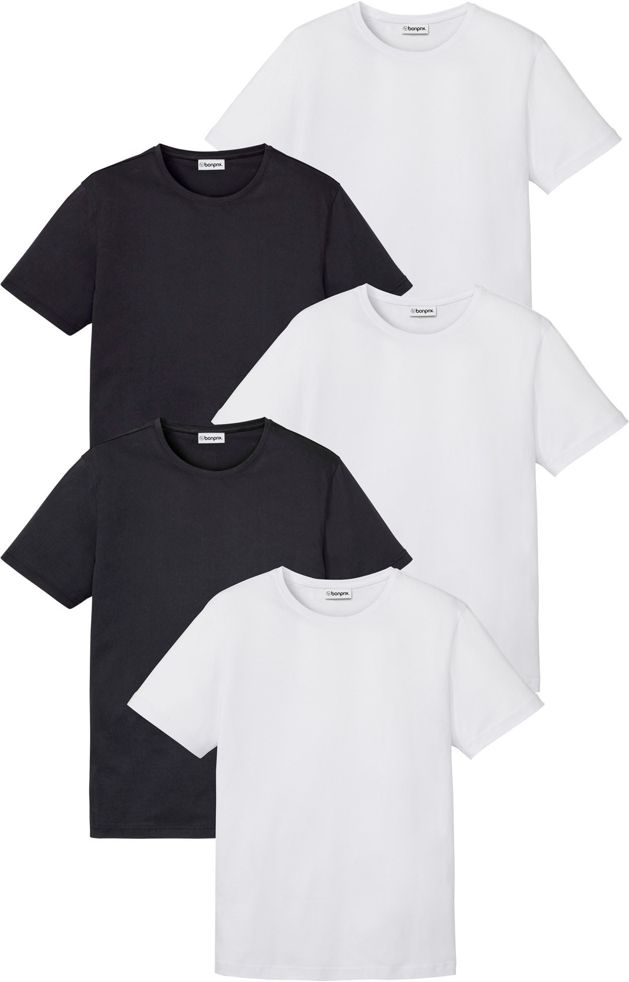bonprix T-Shirt "T-Shirt (5er Pack)" Packung, 5er, 5 Stk. Regular Fit, Kurzarm, für warme Tage, aus Baumwolle und Viskose