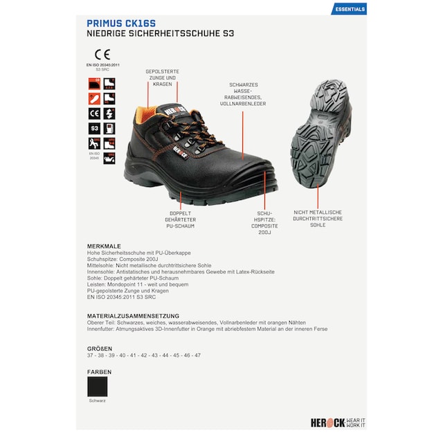 PU-Überkappe, und Sicherheitsschuh Low Compo Schuhe«, bequem, leicht, S3 weit bestellen BAUR durchtrittsicher S3, | »Primus Herock Klasse