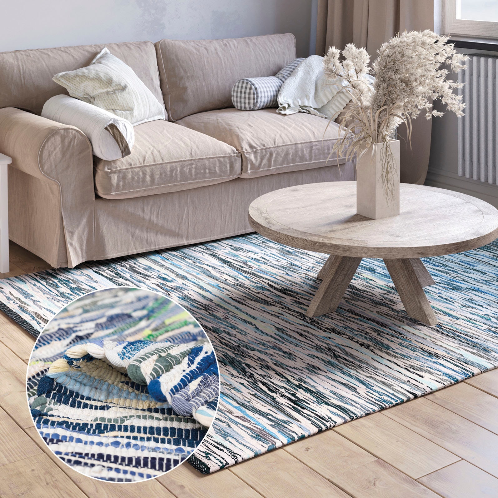 Myflair Möbel & Accessoires Teppich "Ameer" rechteckig 10 mm Höhe Handweb Teppich, 90% Baumwolle, handgewebt, Scandi
