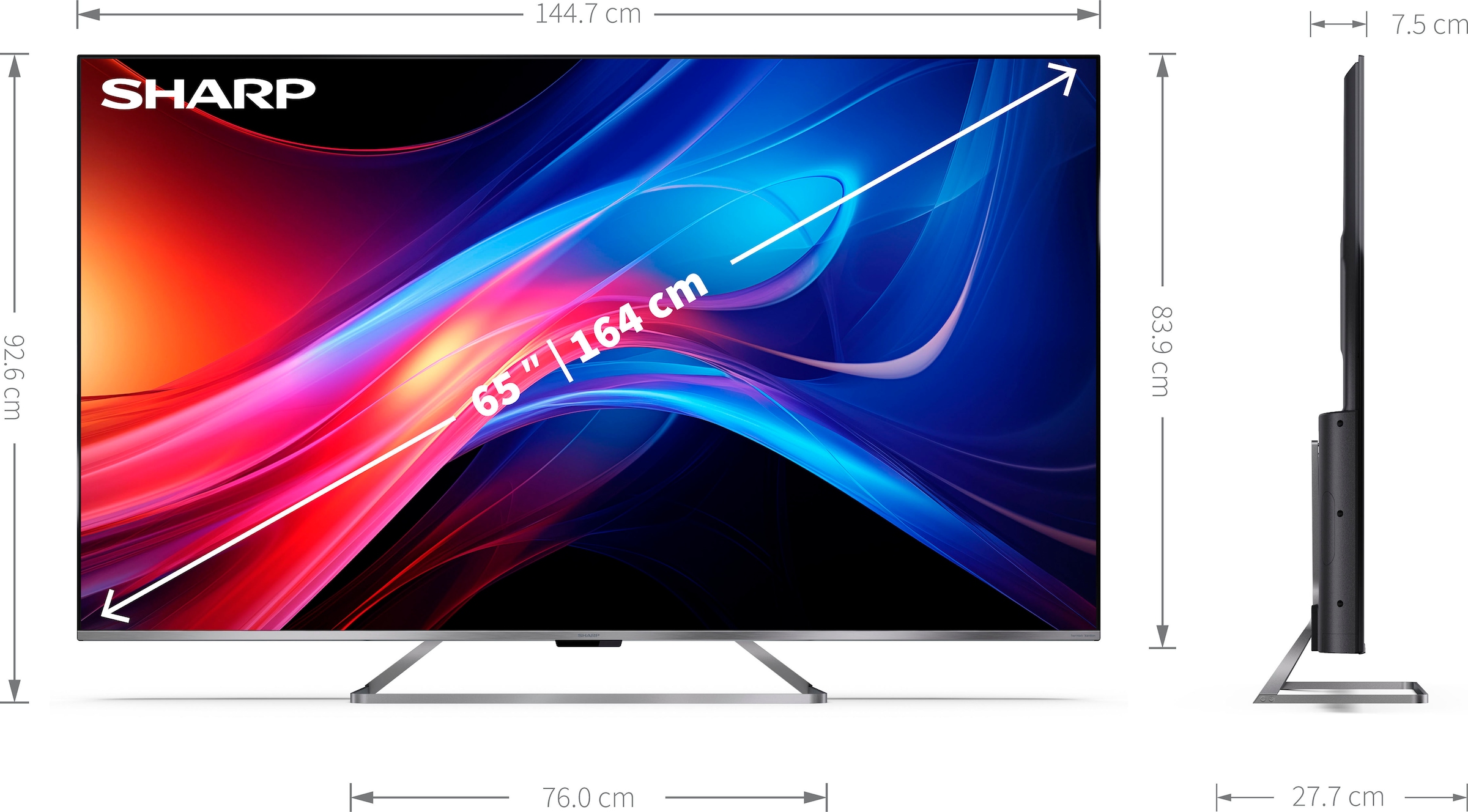 Sharp QLED-Fernseher »4T-C65GP7x«, 4K Ultra HD, Smart-TV-Google TV