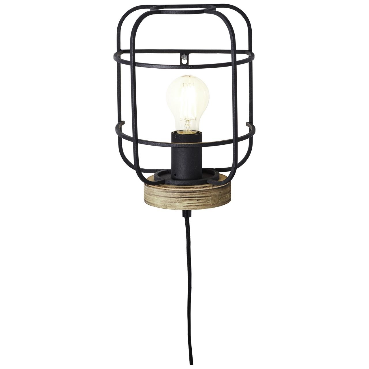 Brilliant Wandleuchte »Gwen«, 1 flammig, Leuchtmittel E27 | ohne Leuchtmittel, 29 cm Höhe, 13,5 cm Ausl., E27, Metall/Holz, antik holz/schwarz korund