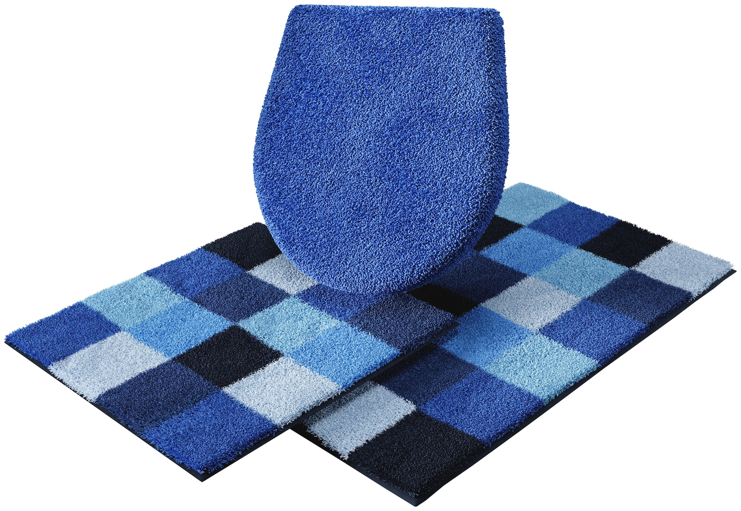 Grund Badematte "Mosaik, Badvorleger, Badezimmer Teppich, sehr weich" Höhe 20 mm rutschhemmend beschichtet fußbodenheizungsgeeignet angenehm weich, auch als 3 teiliges Set erhältlich, Made in Europe