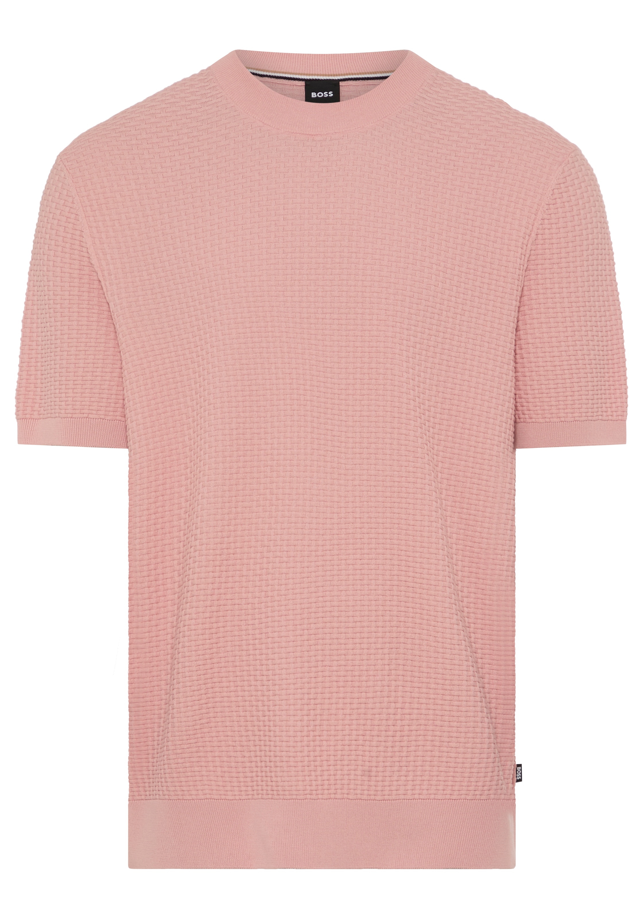 BOSS Kurzarmpullover »Nilton« Premium Menswear Business-Casual-Look, Strukturstrick-Material