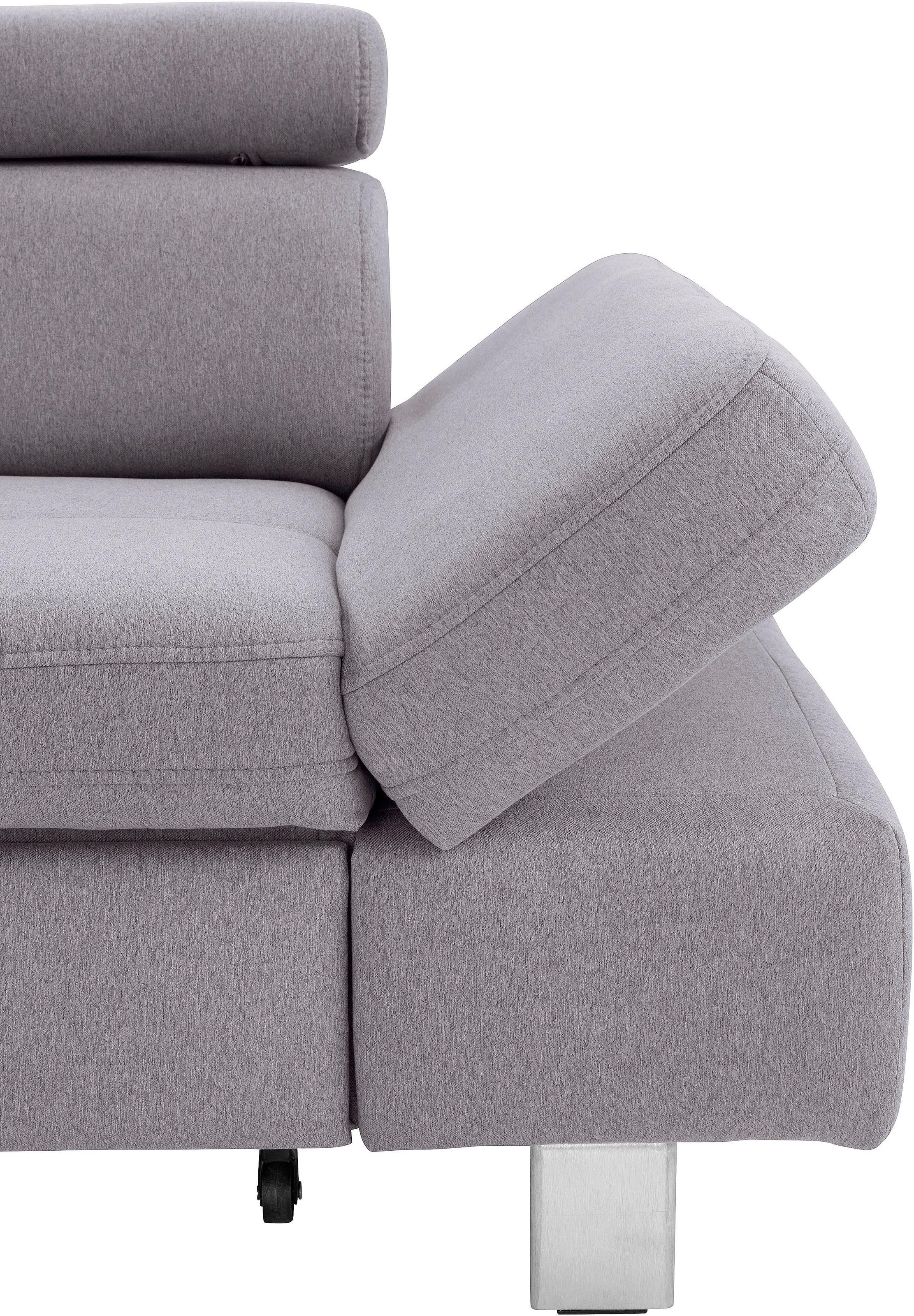 exxpo - sofa fashion Ecksofa »Fiji, L-Form«, mit Kopf- bzw. Rückenverstellung, wahlweise mit Bettfunktion