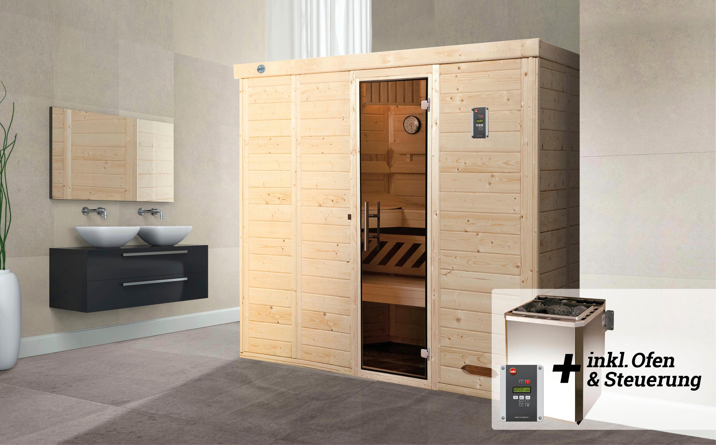 weka Sauna »Kemi«, 7,5 kW Bio-Ofen mit digitaler Steuerung