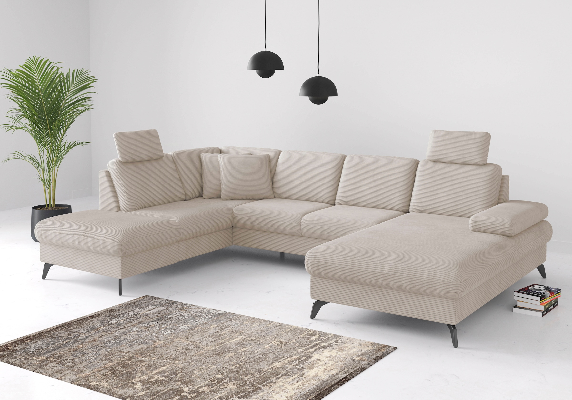 sit&more Wohnlandschaft »Morris Jubi U-Form«, inkl. Armteilfunktion und 1 Zierkissen, wahlweise mit Bettfunktion