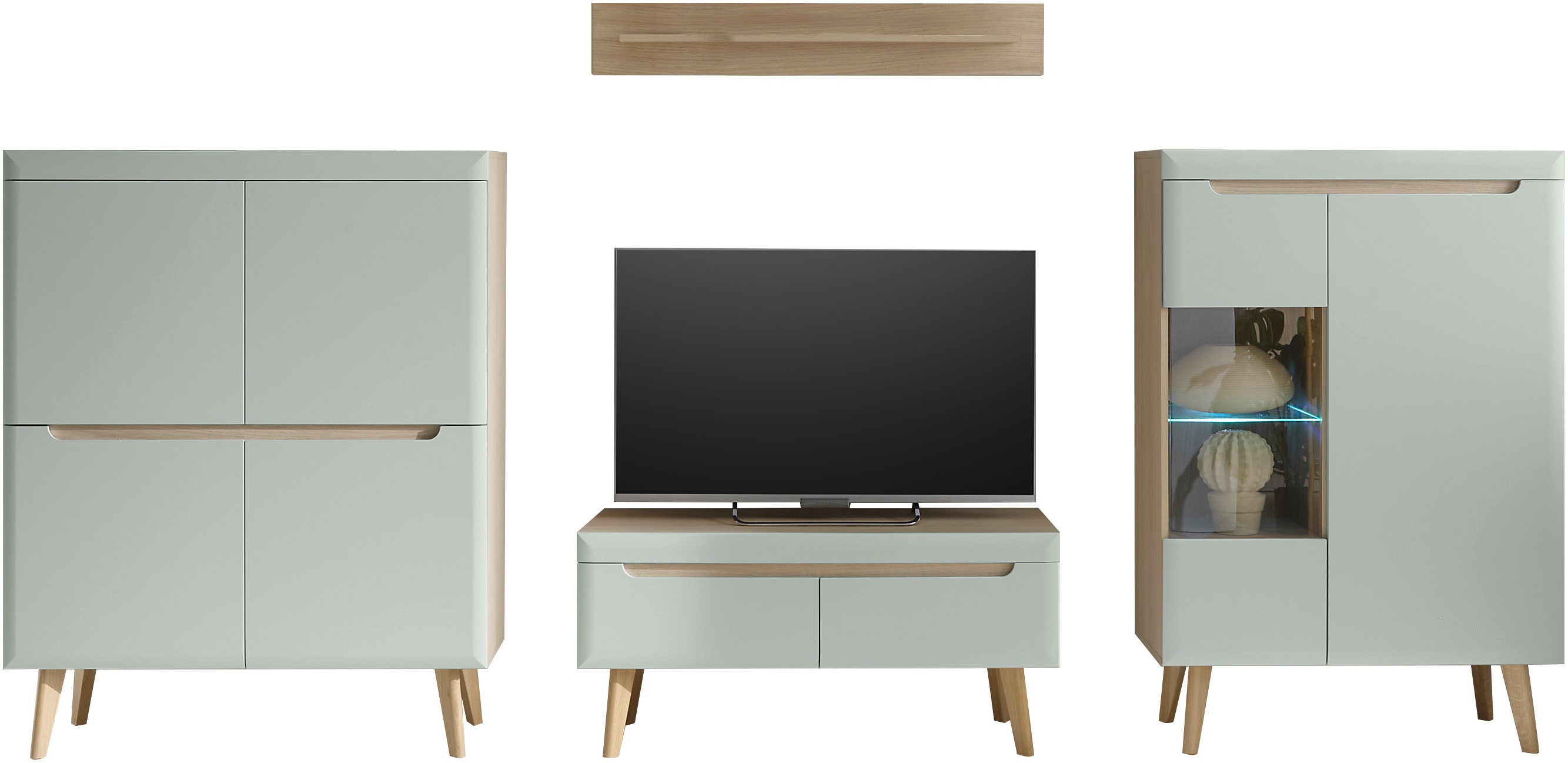 Thumbnail - INOSIGN Wohnwand "Torge, Anbauwand, Schrankwand, Mediawand, Wohnzimmer-Set", (Set, 4 St.), enthält 1 Vitrine, 1 Lowboard...