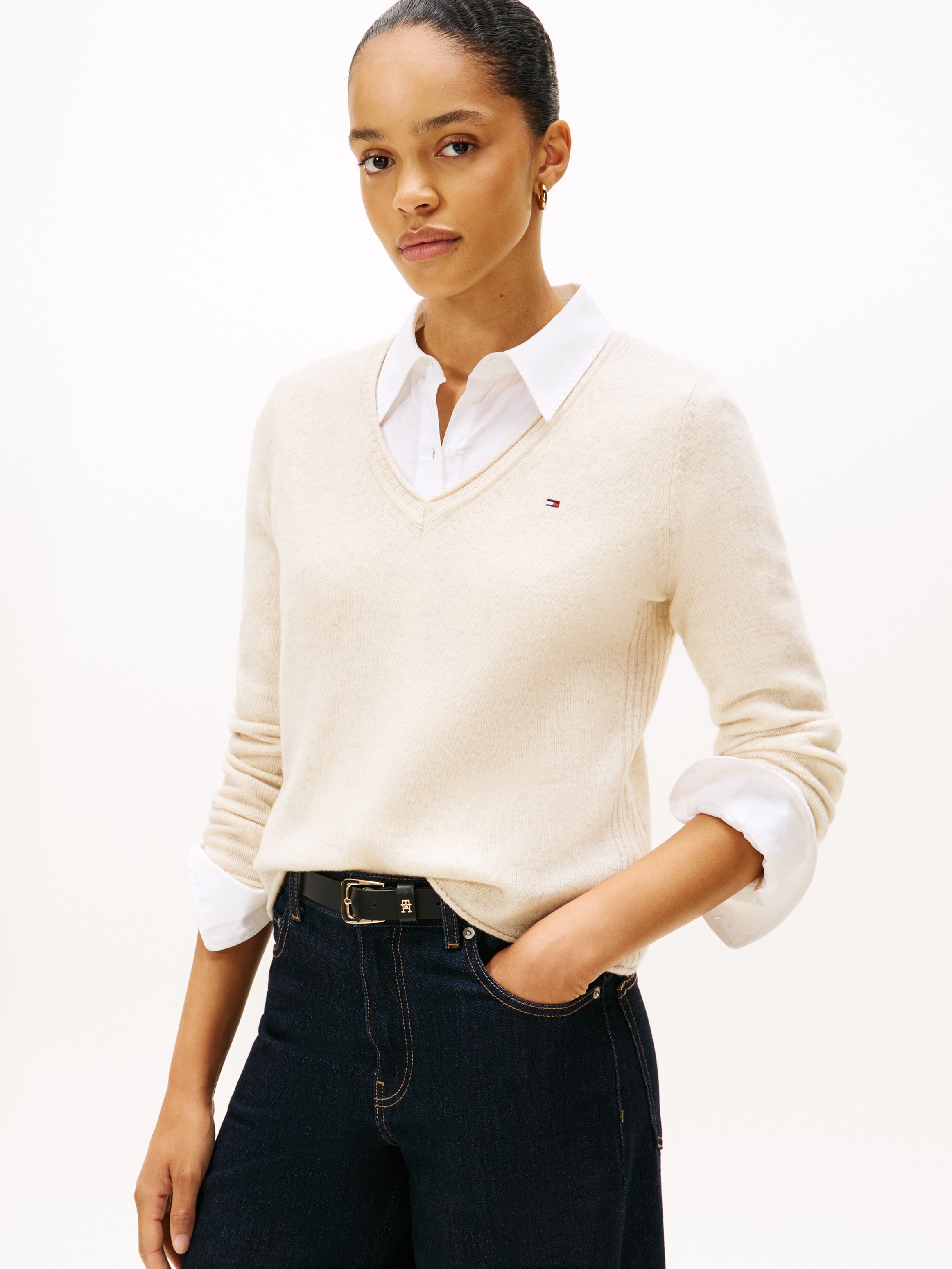 Tommy Hilfiger "SOFT WOOL V-NK SWEATER" aus reiner Wolle günstig online kaufen