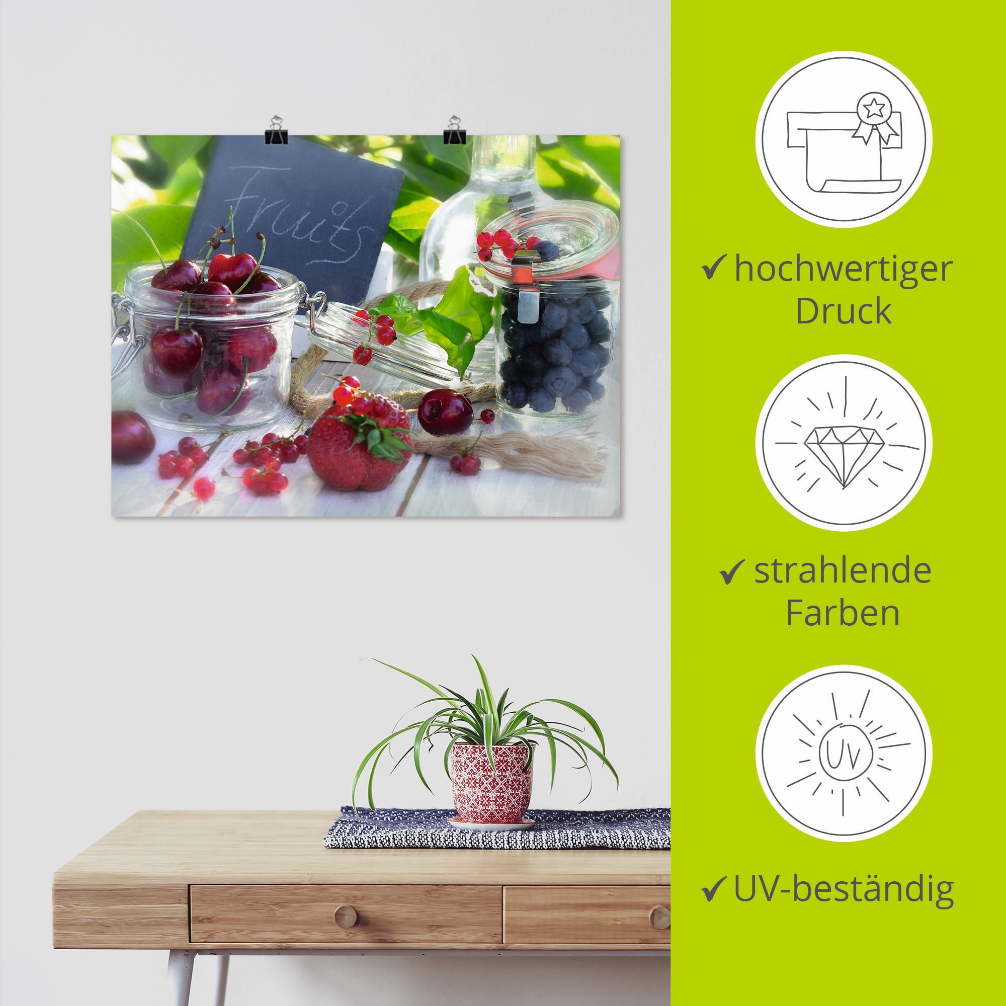 Artland Wandbild »Frischer Früchte Sommer«, Lebensmittel, (1 St.), als Leinwandbild, Poster in verschied. Größen