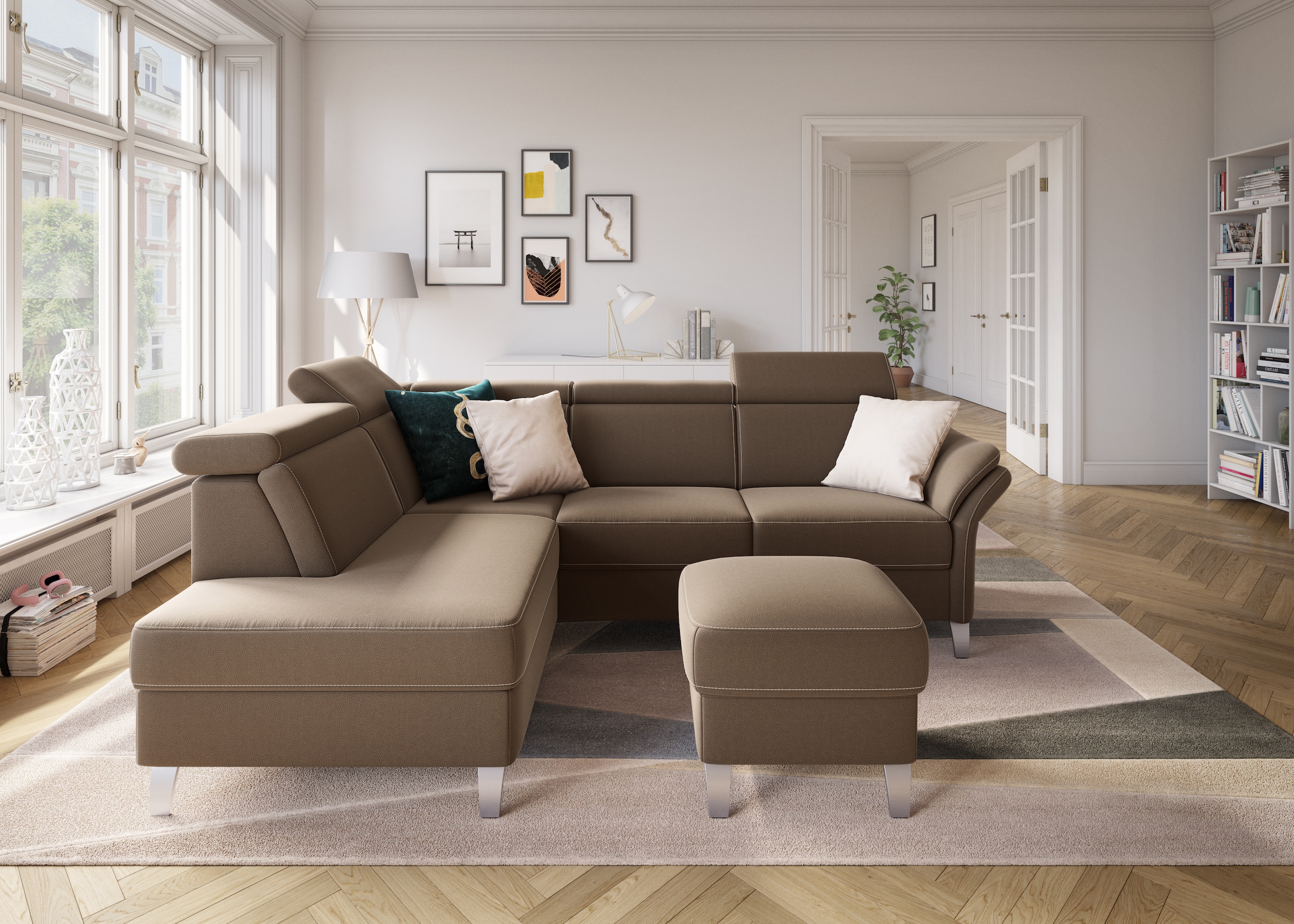 sit&more Ecksofa "Vincenzo L-Form" inklusive Kopfteilverstellung, optional Schlaffunktion & Bettkasten