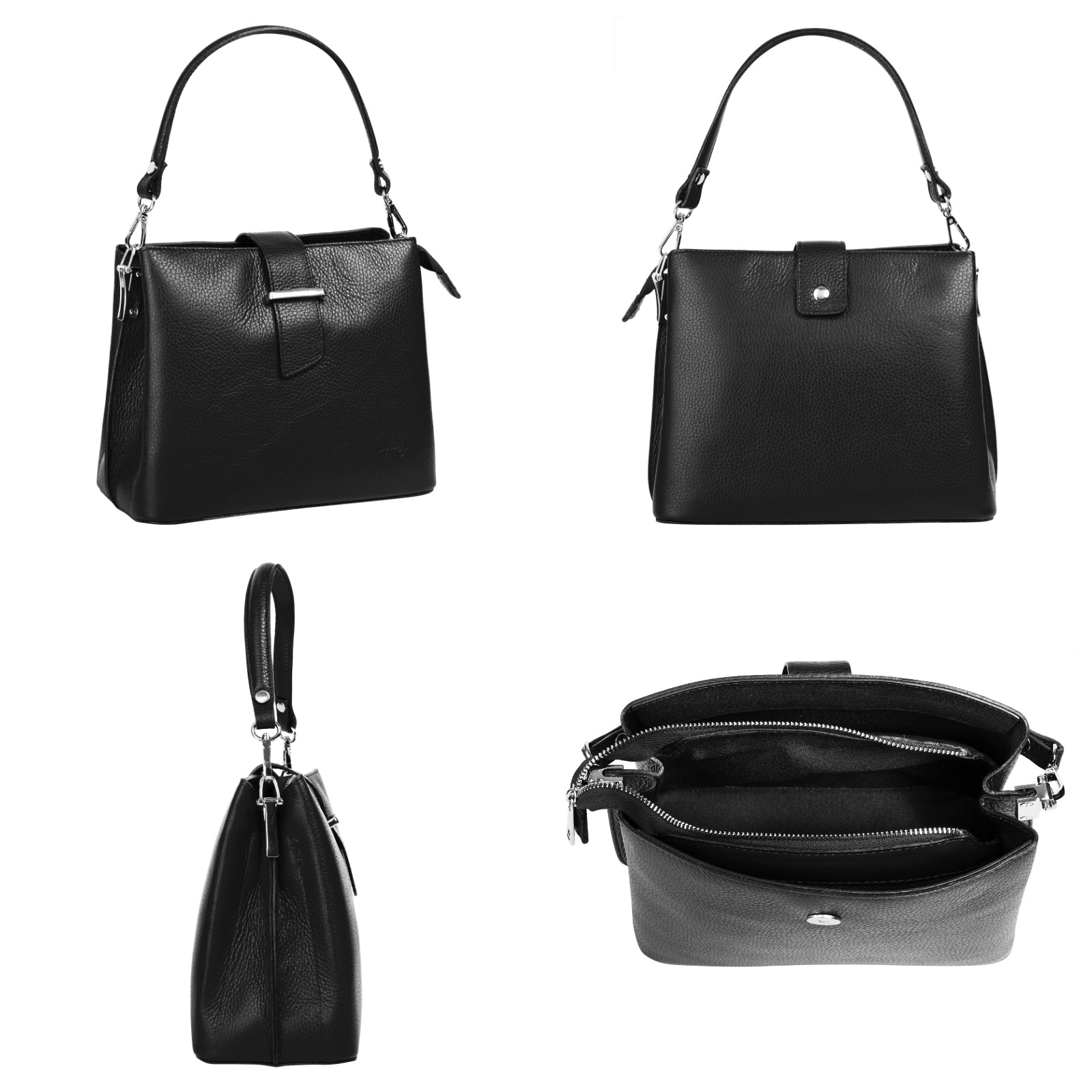 Cluty Henkeltasche, echt Leder, Made in Italy