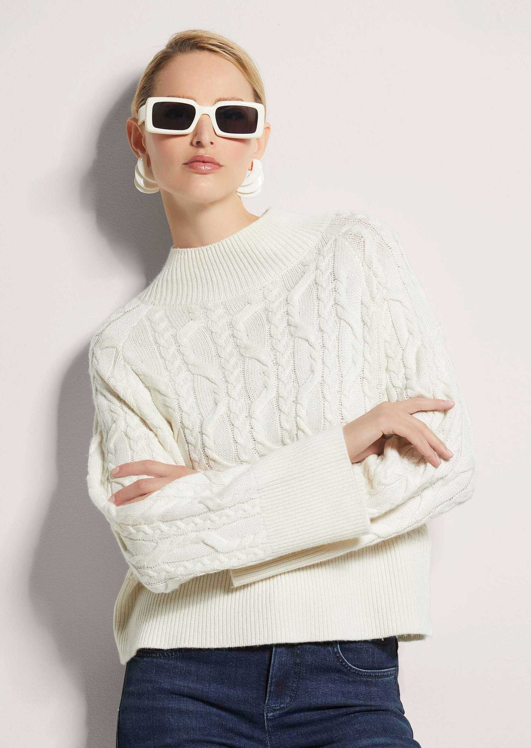 MADELEINE Longpullover »Pullover Kaschmir-Pullover mit Zopfmuster«