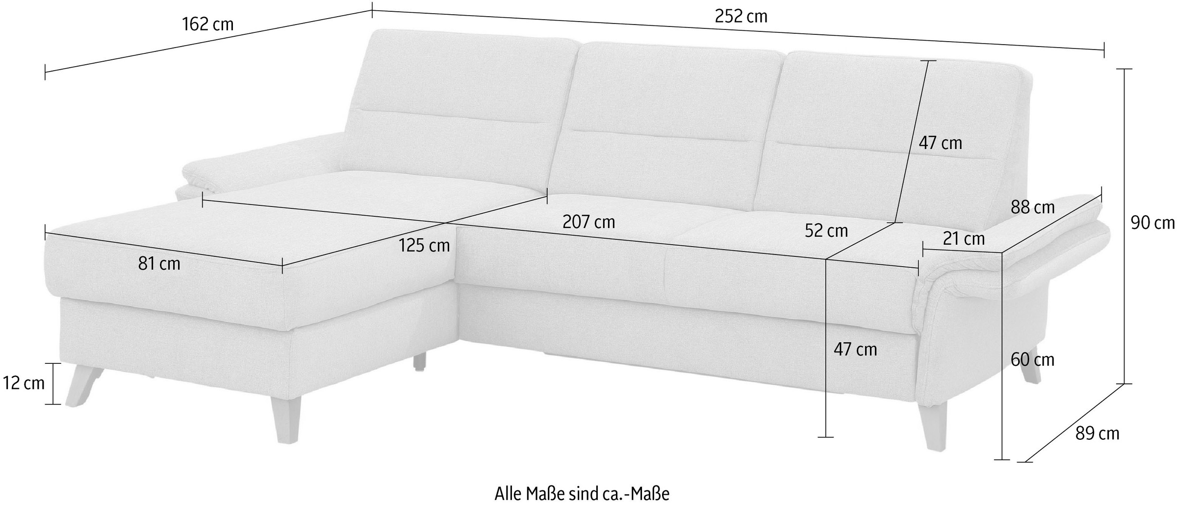 Home affaire Ecksofa »Westerland L-Form«, Federkern-Polsterung, wahlweise mit Bettfunktion, Bettkasten