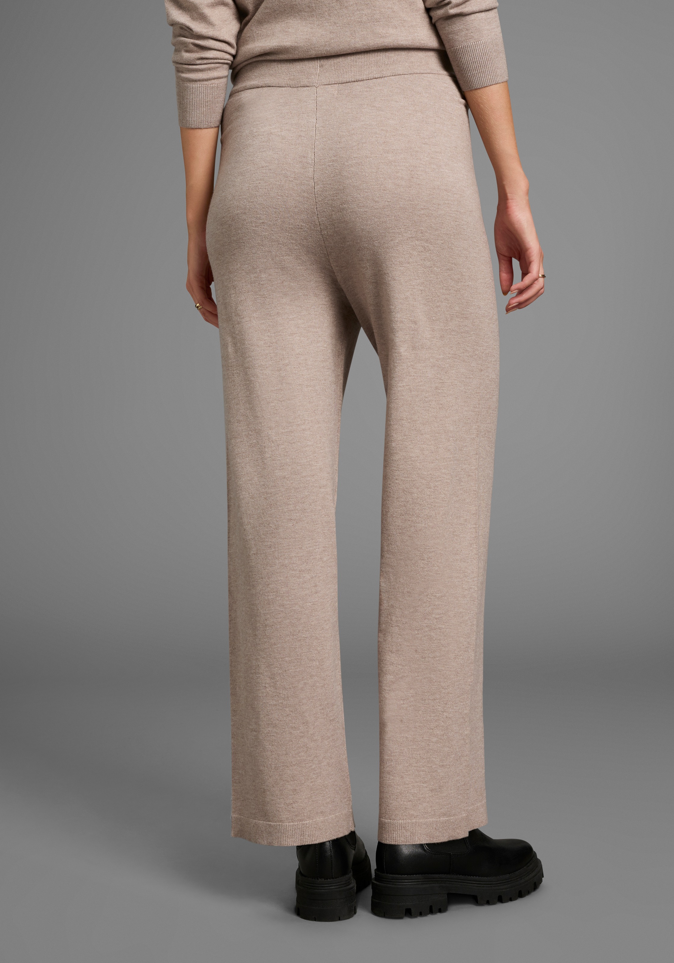 Umstandshose NEUN MONATE "Strickhose für Schwangerschaft und Stillzeit", Damen, Gr. 44/46, N-Gr, beige (beige meliert), Feinstrick, Obermaterial: 50% Viskose, 28% Polyester, 22% Polyamid, unifarben, Basic, lässig geschnitten lang, Hosen, Umstands-Strickho 3